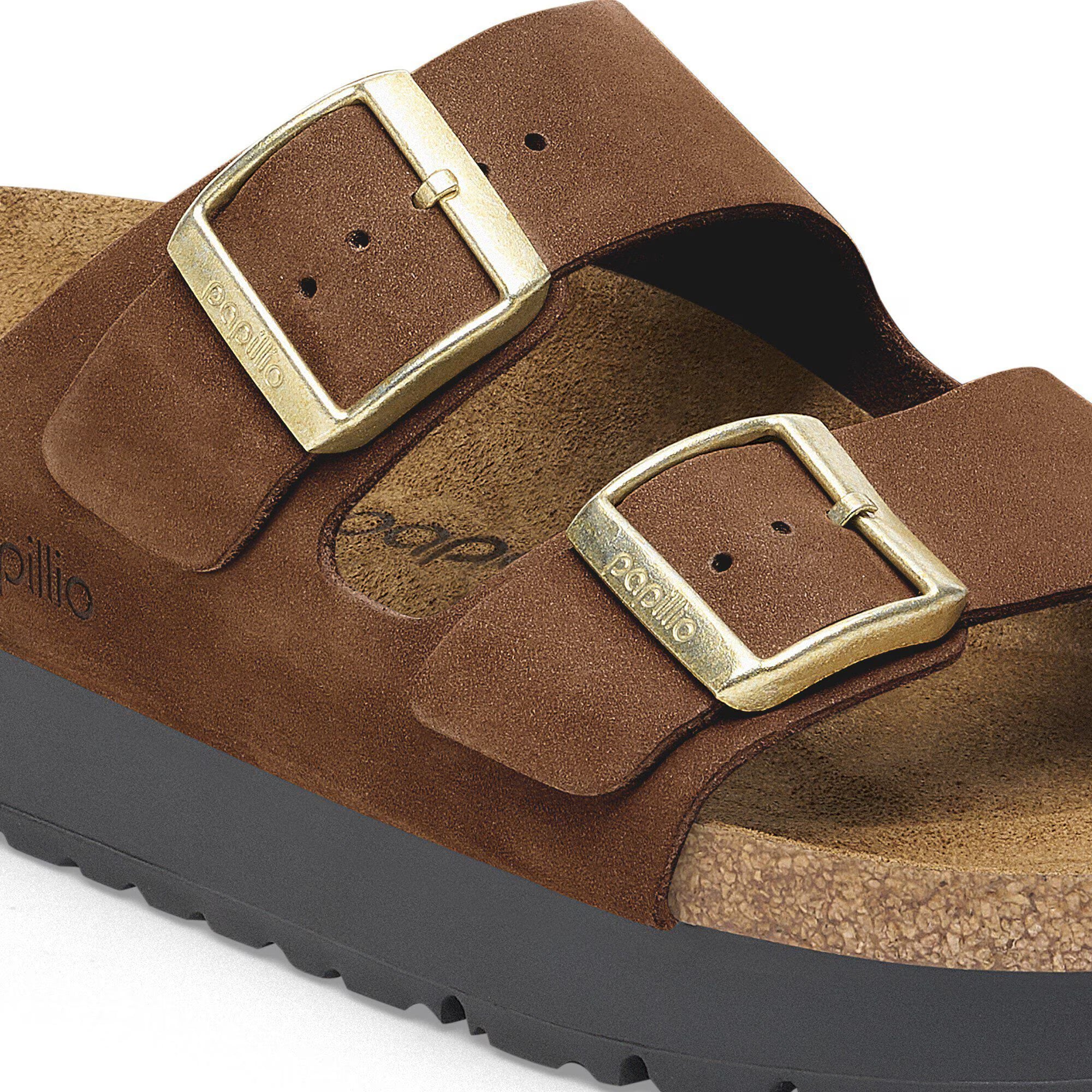 Birkenstock Sandalo Papillio in Pelle Arizona Pap Flex Platform Donna Dark Tea