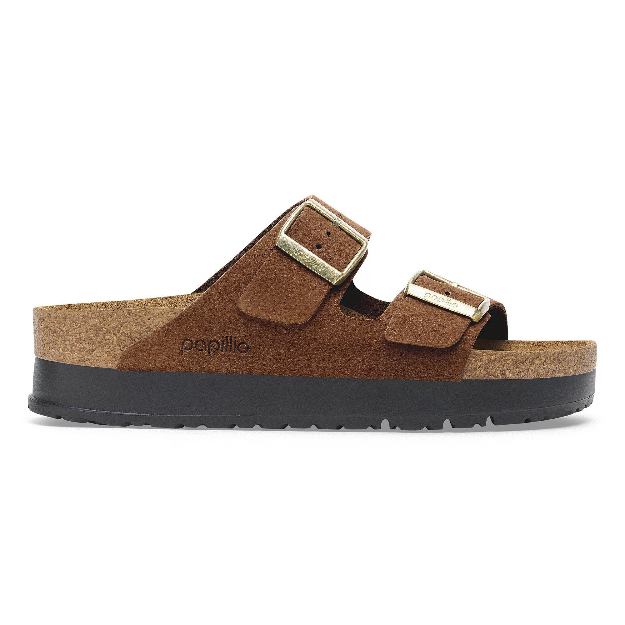 Birkenstock Sandalo Papillio in Pelle Arizona Pap Flex Platform Donna Dark Tea