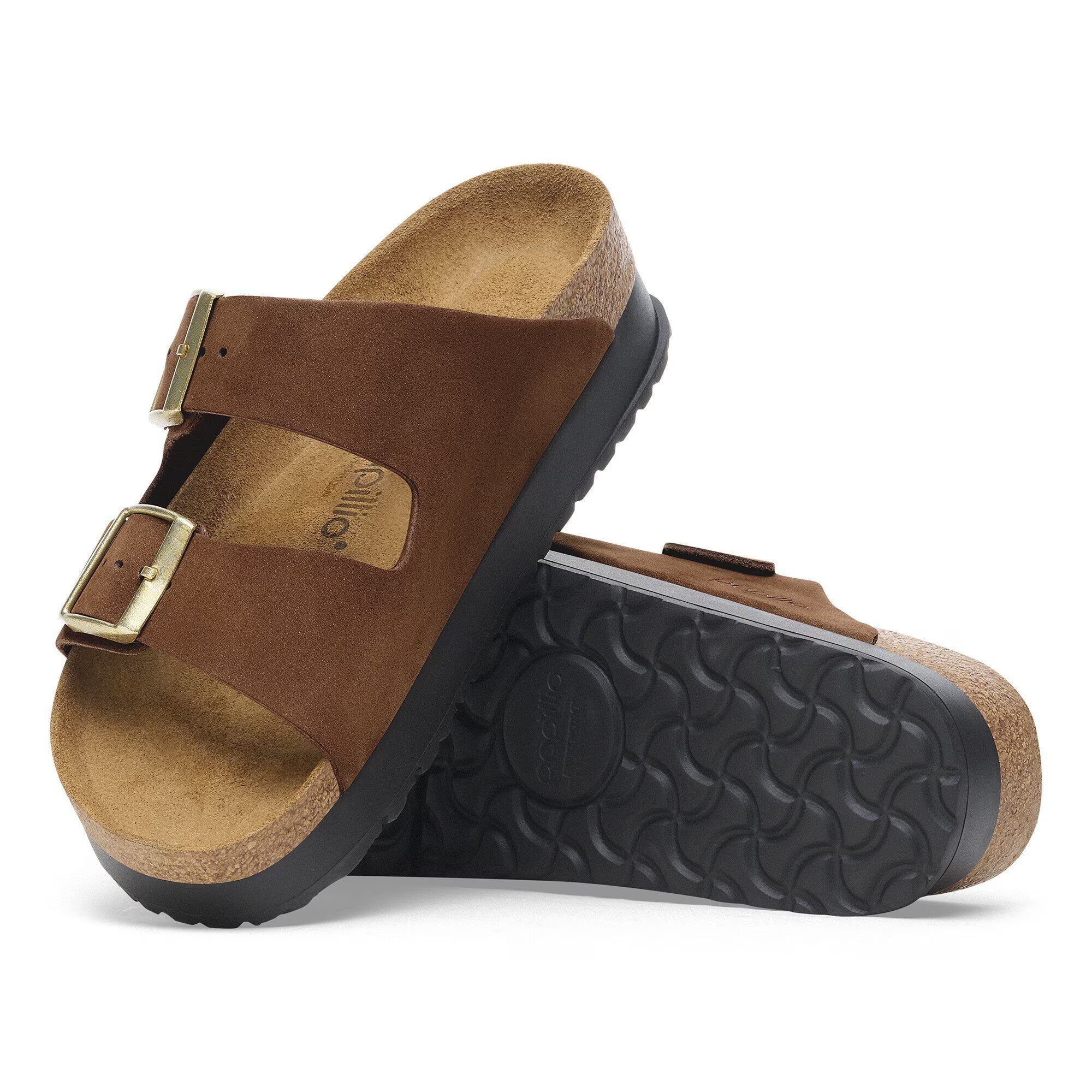 Birkenstock Sandalo Papillio in Pelle Arizona Pap Flex Platform Donna Dark Tea