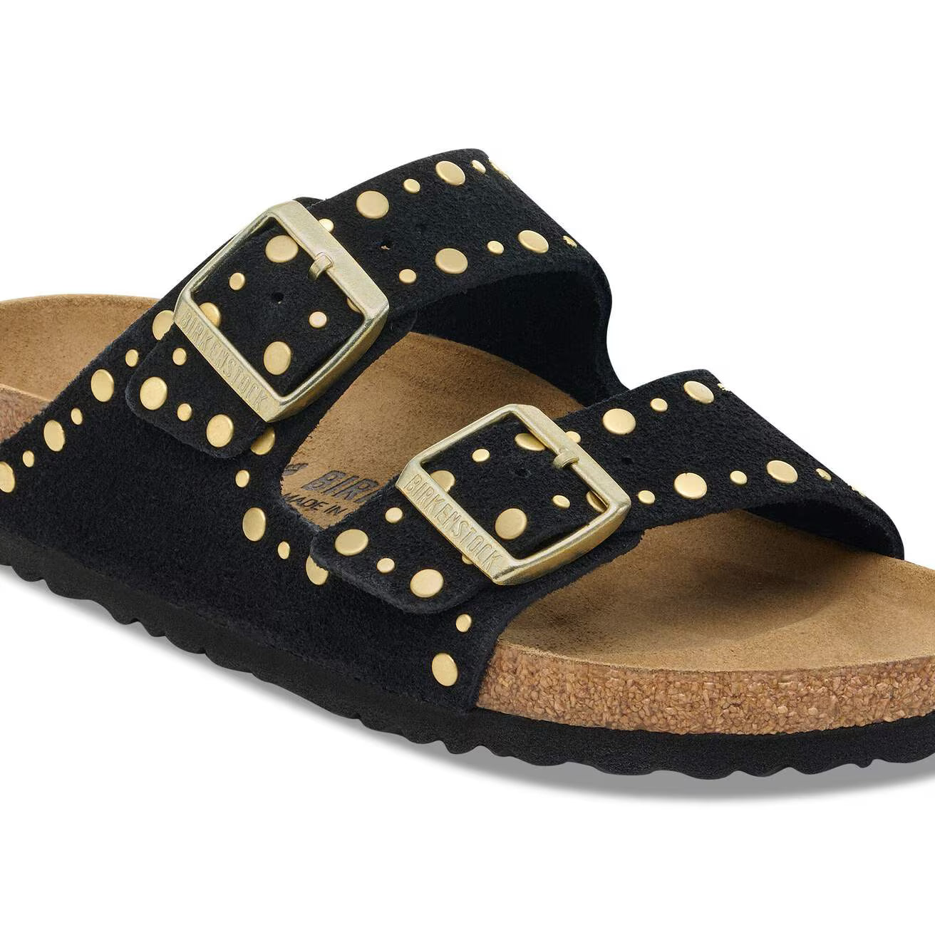 Birkenstock Sandalo in Pelle Scamosciata con Borchie Arizona Donna Black