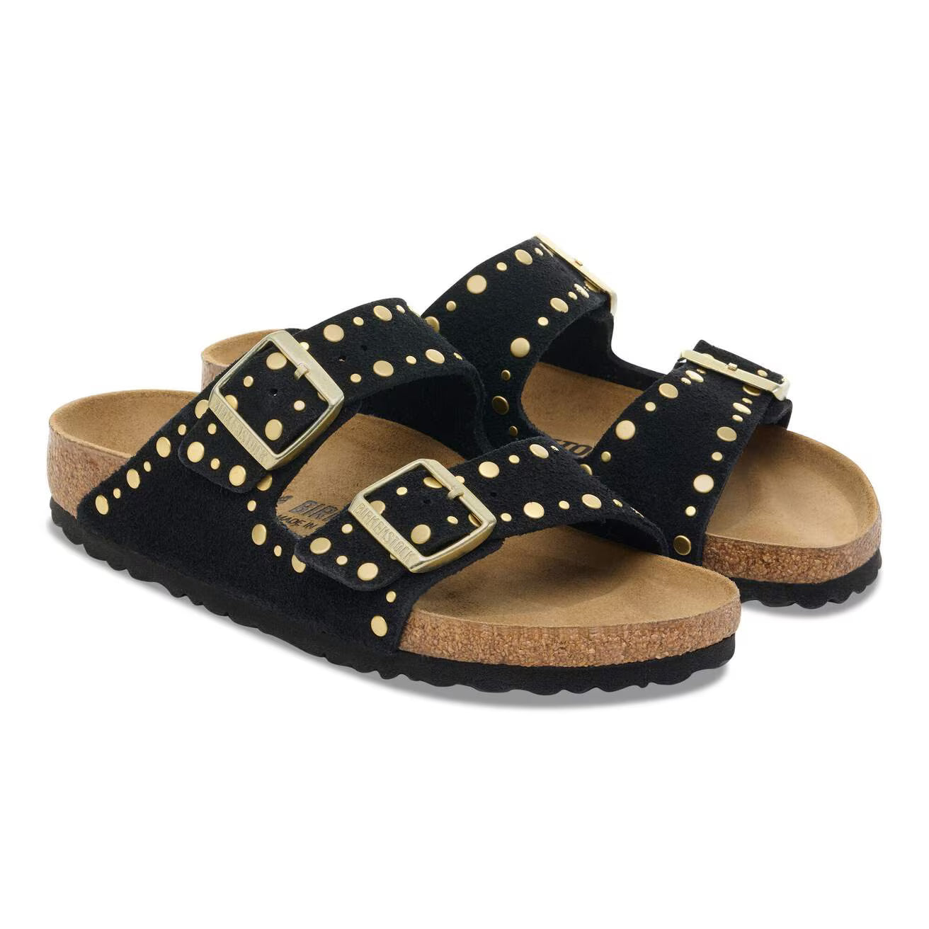 Birkenstock Sandalo in Pelle Scamosciata con Borchie Arizona Donna Black