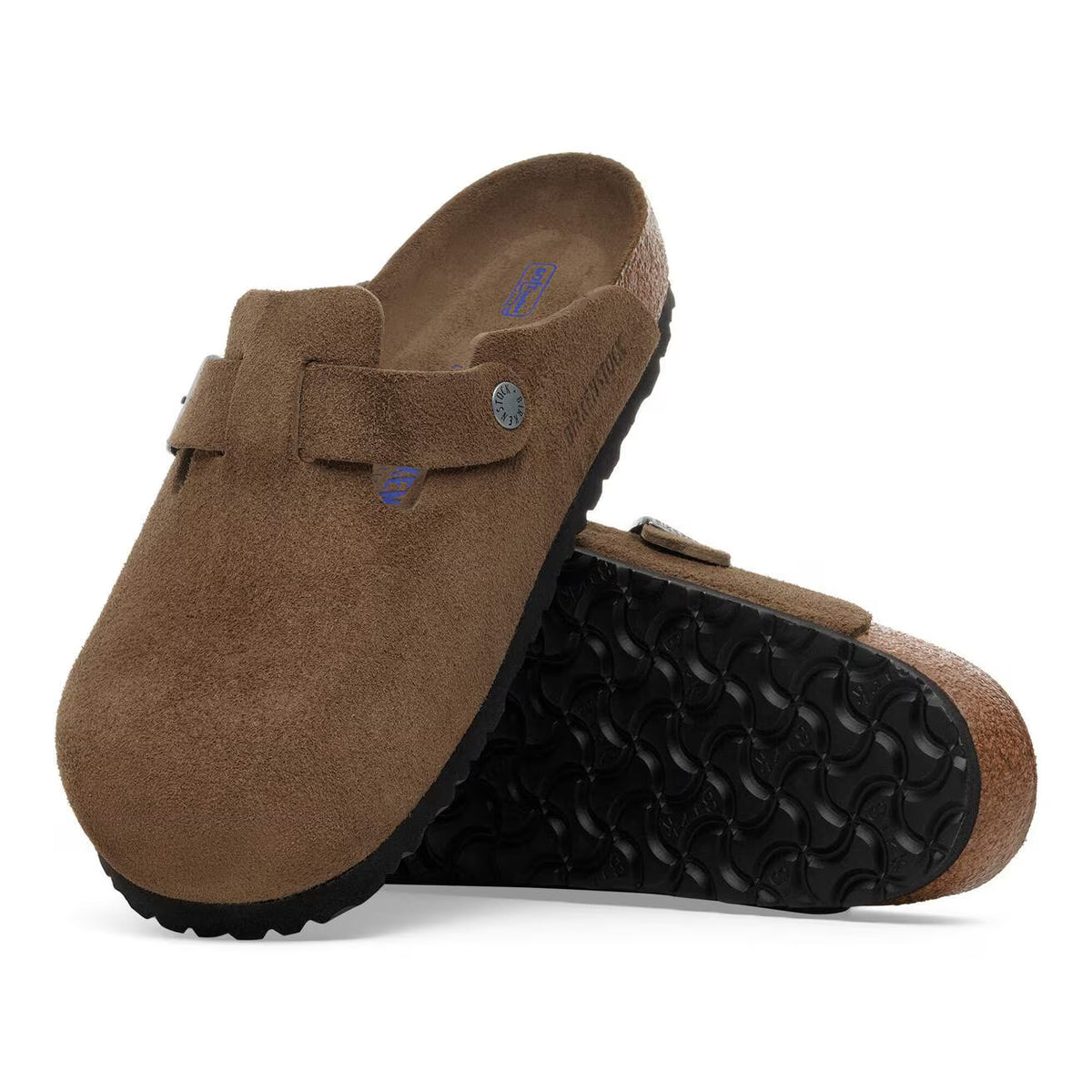 Birkenstock Ciabatta Boston in Pelle Scamosciata Unisex Dark Tea Tonal