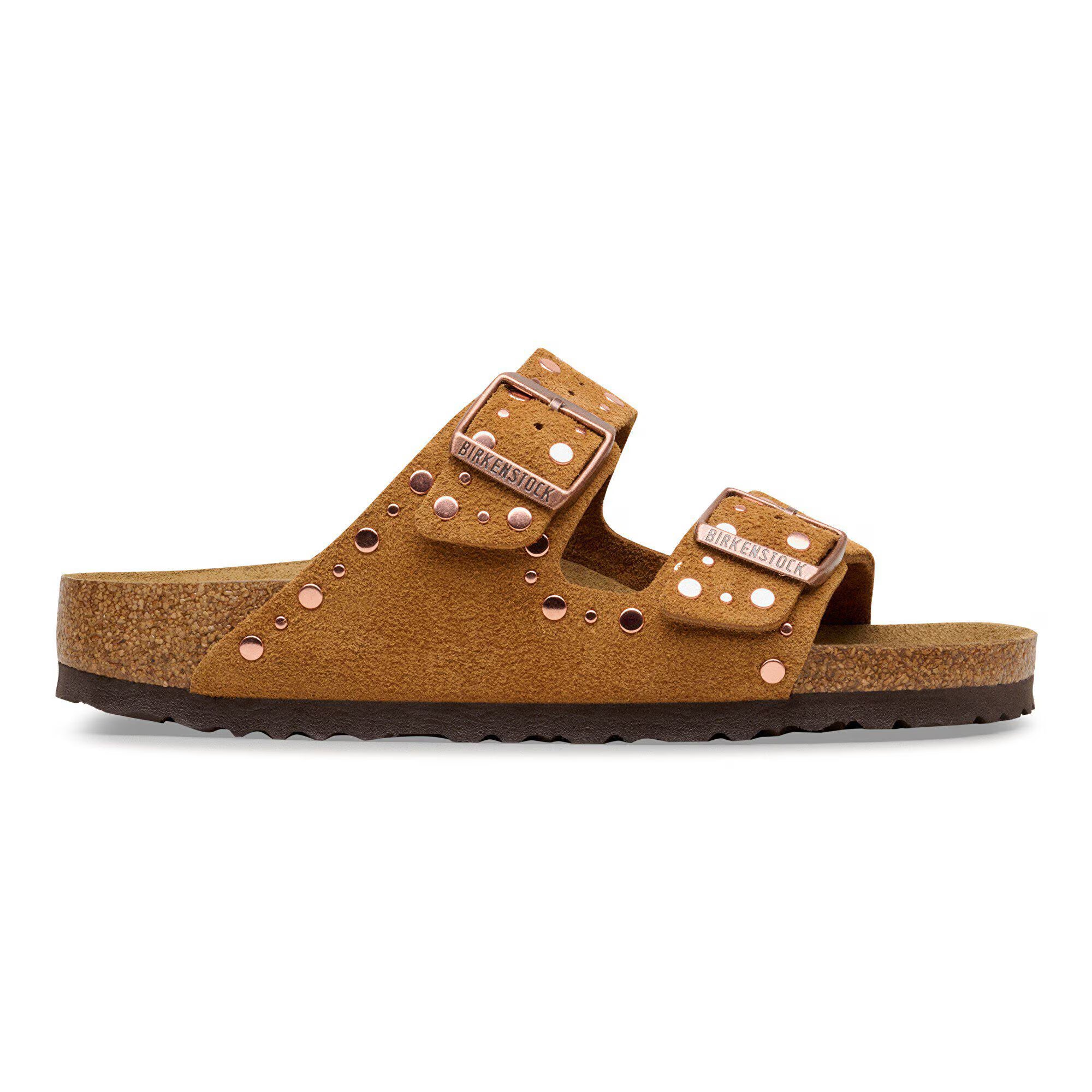 Birkenstock Sandalo in Pelle Scamosciata con Borchie Arizona Donna Mink