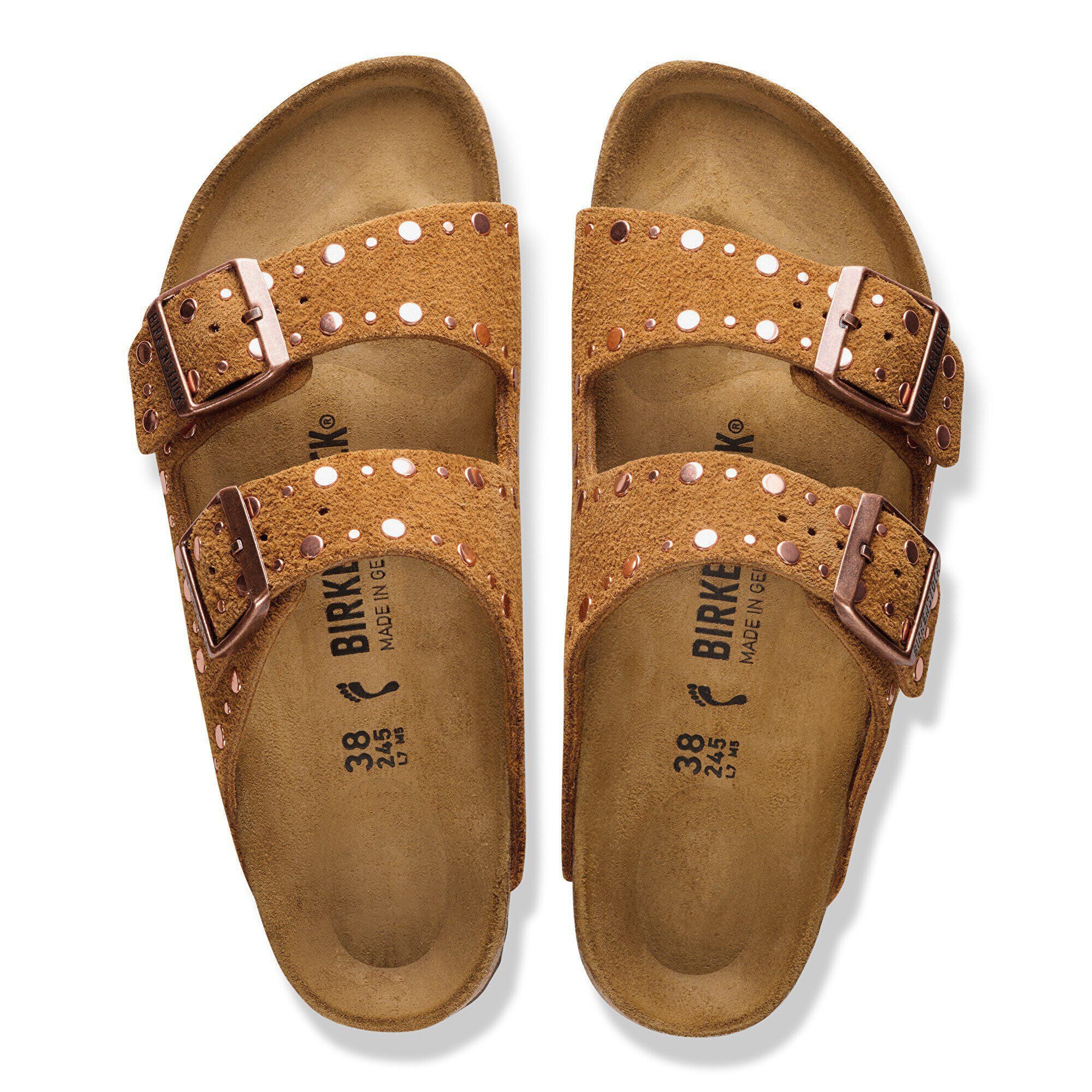 Birkenstock Sandalo in Pelle Scamosciata con Borchie Arizona Donna Mink