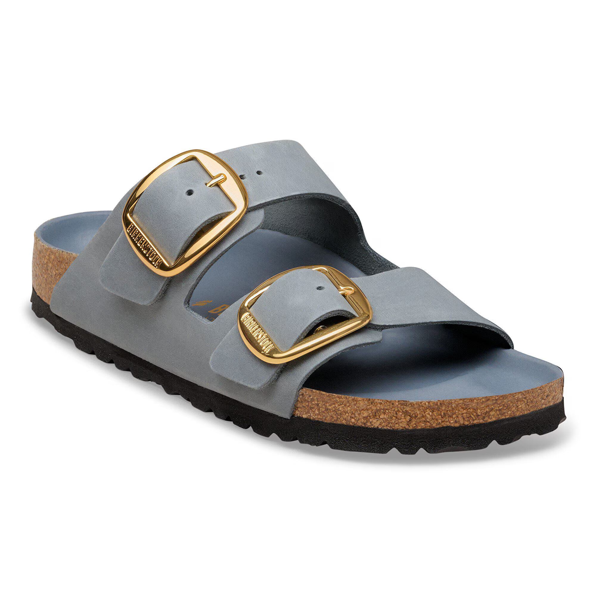 Birkenstock Sandalo in Pelle Oleata Arizona Big Buckle Donna Basalt Grey