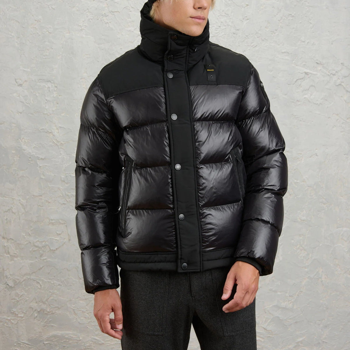 Blauer Giubbetto in Nylon e Taslan Uomo Perkins Nero