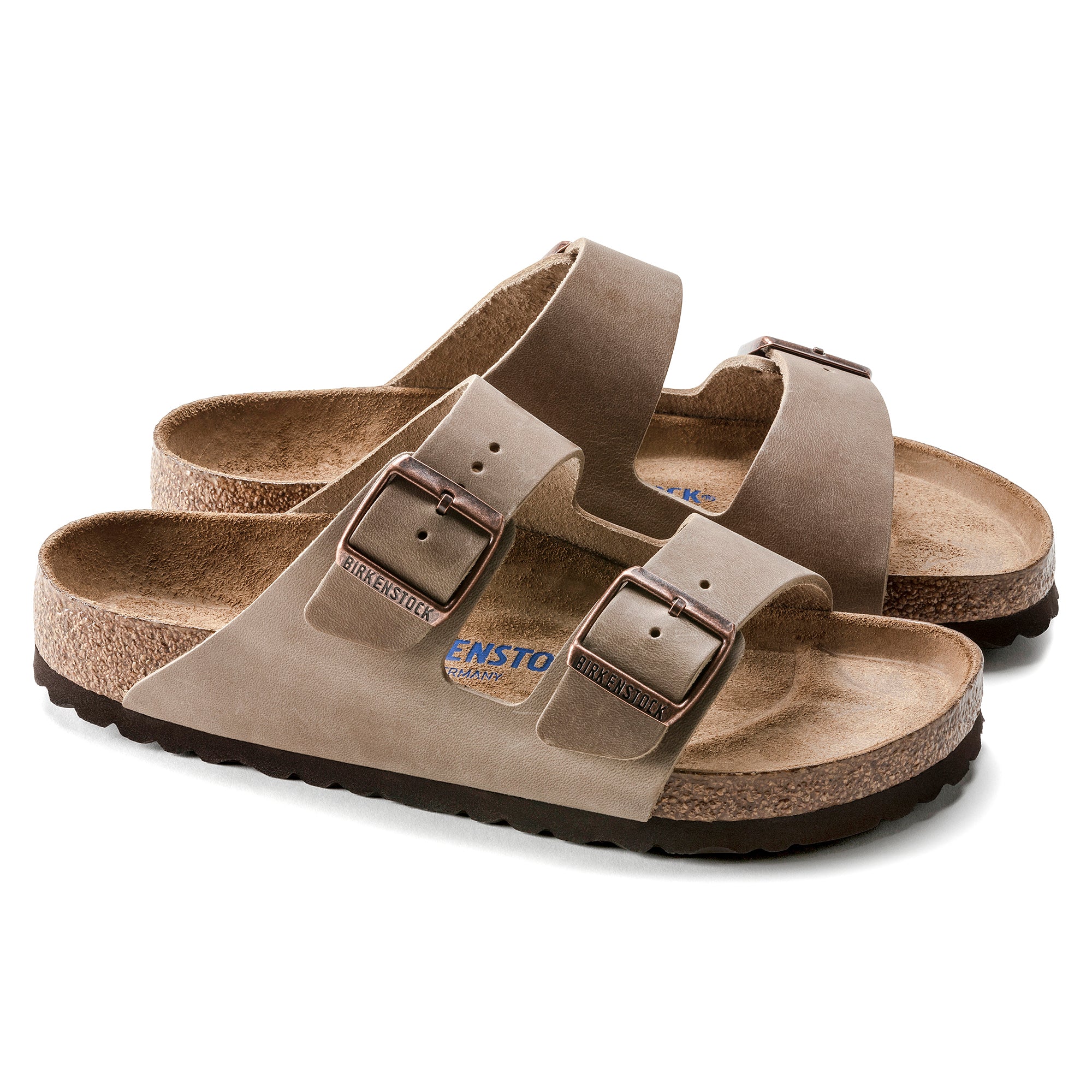 Birkenstock Sandalo in Pelle Scamosciata Arizona Unisex Tabacco Brown