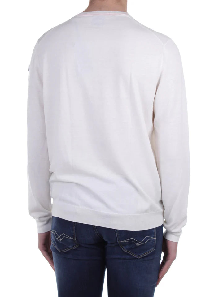 RRD Maglia Girocollo in Viscosa Uomo Intarzia Round Bianco