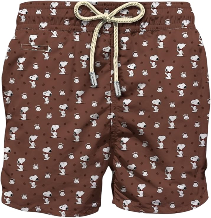 MC2 Saint Barth Costume a Pantaloncino Uomo Lighting Micro Fantasy Snoopy Coffee Marrone