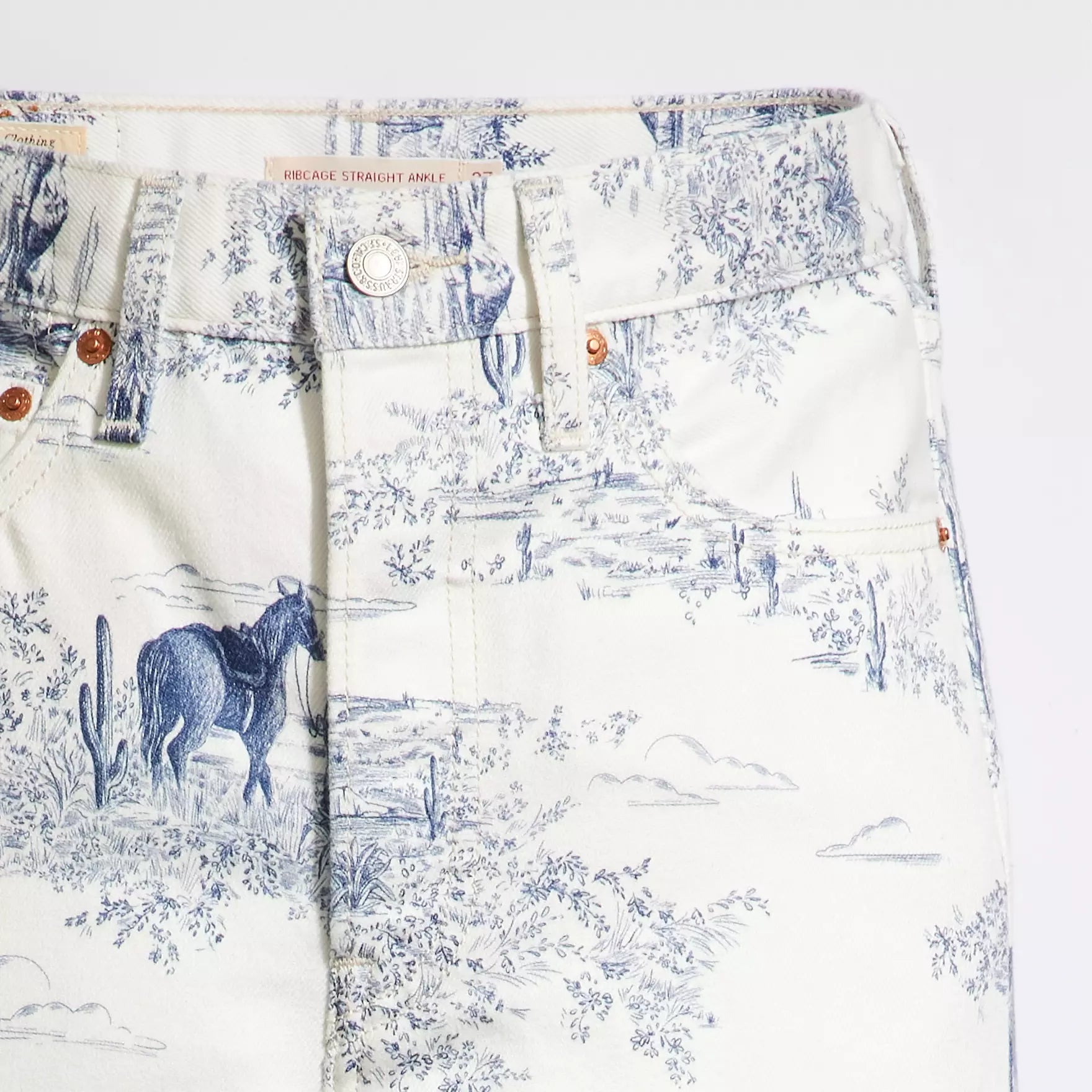 Levi's Jeans Ribcage Straight Ankle Donna Stampa Bianco