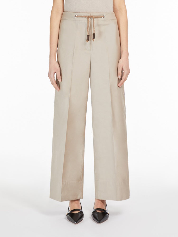 'S Max Mara Pantalone in Twill di Cotone Ottavo Donna Beige