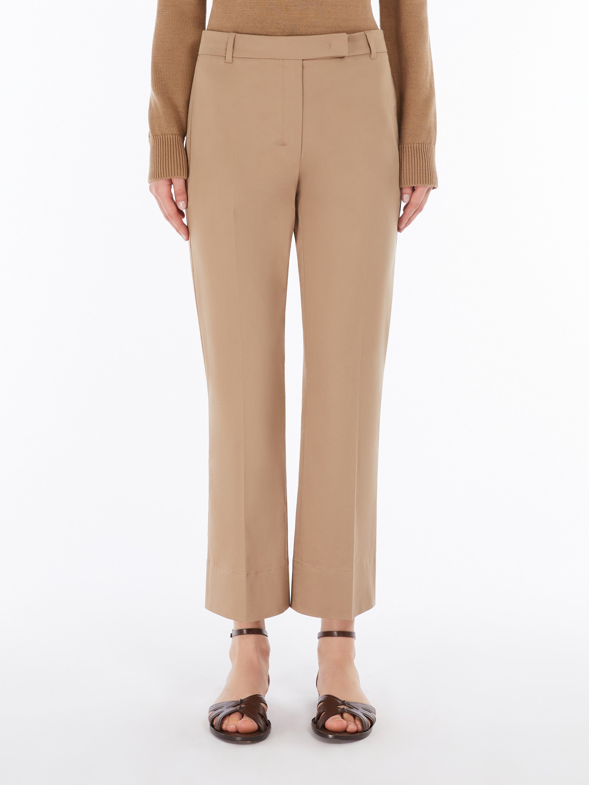 Max Mara Pantalone in Raso di Cotone Elasticizzato Donna Felice Coloniale