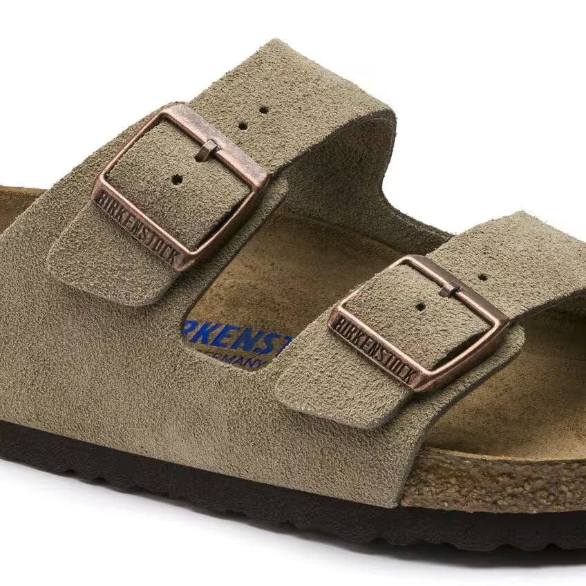 Birkenstock Sandalo Arizona in Pelle Scamosciata Donna Taupe