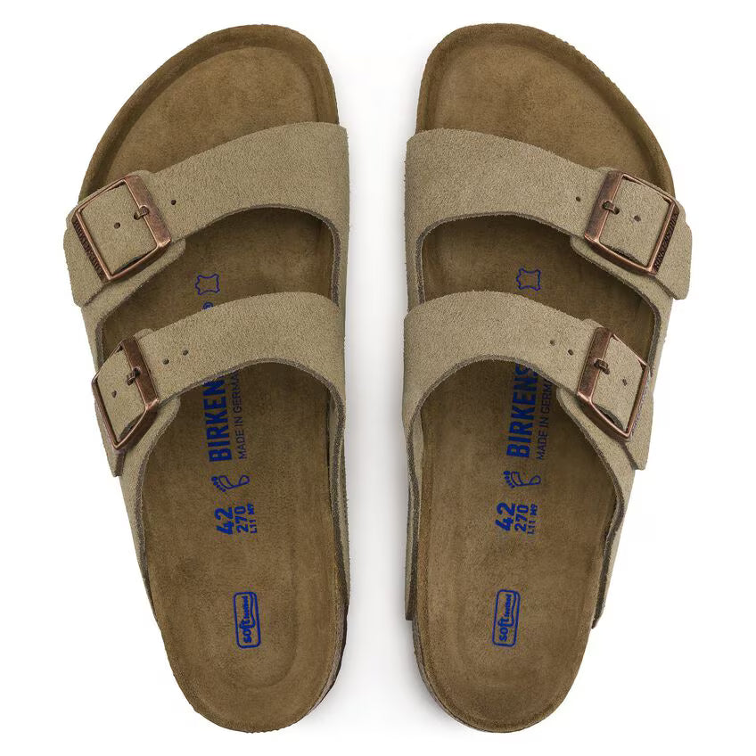 Birkenstock Sandalo Arizona in Pelle Scamosciata Donna Taupe