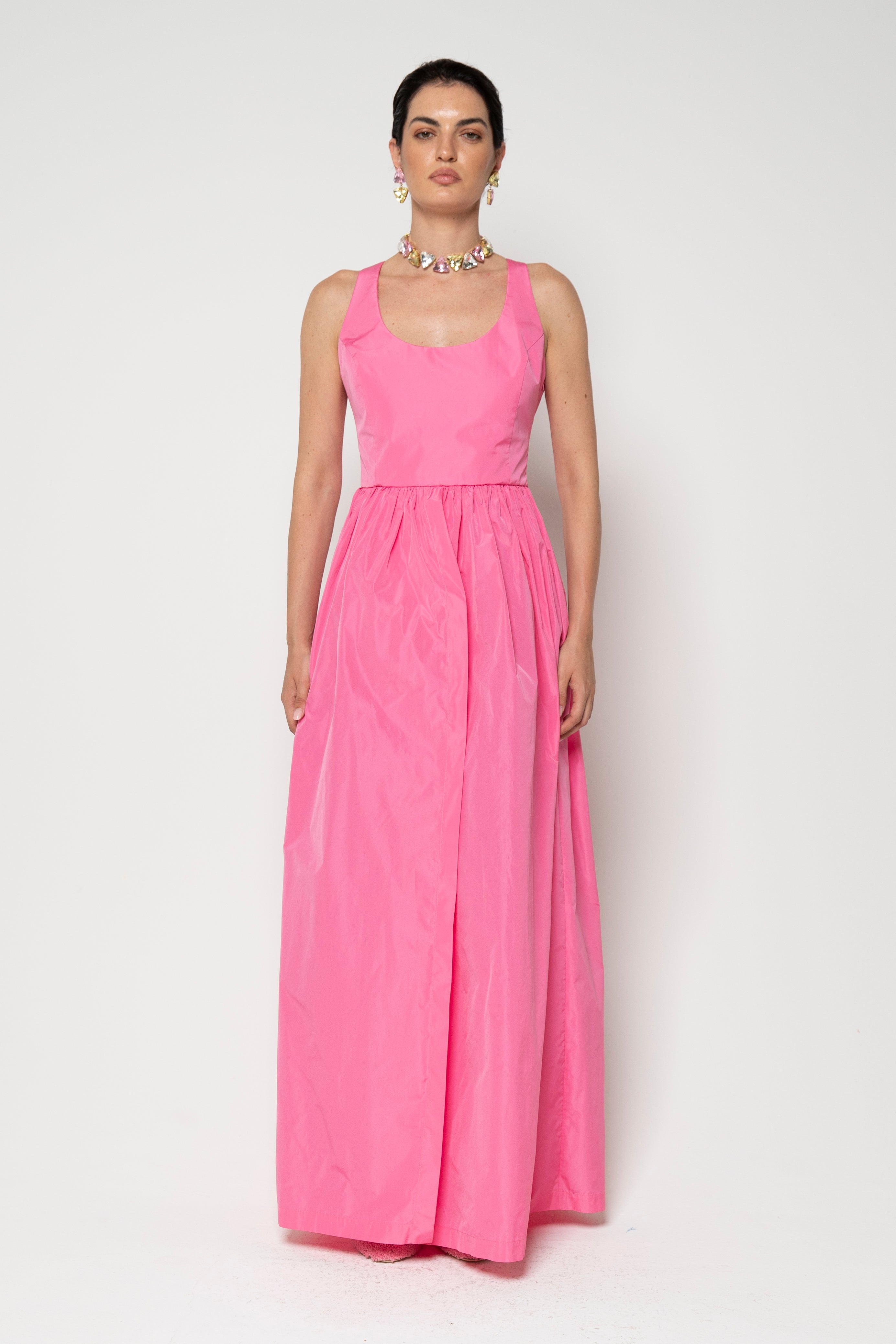 Lavi Couture Abito Lungo con Spacco Donna Anice Rosa