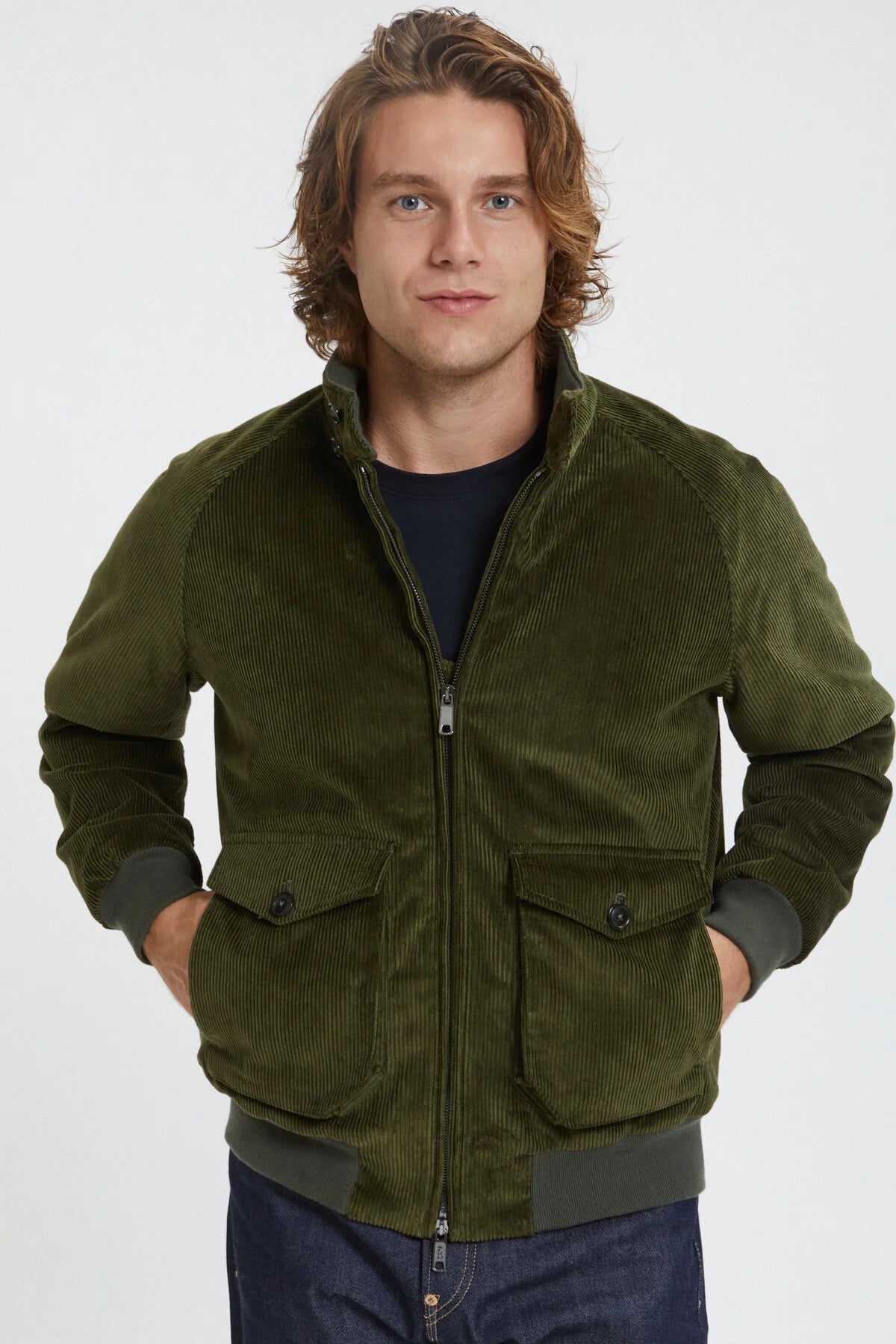 Baracuta Giacca in Velluto a Coste Uomo G9 Pocket Corduroy Verde Oliva