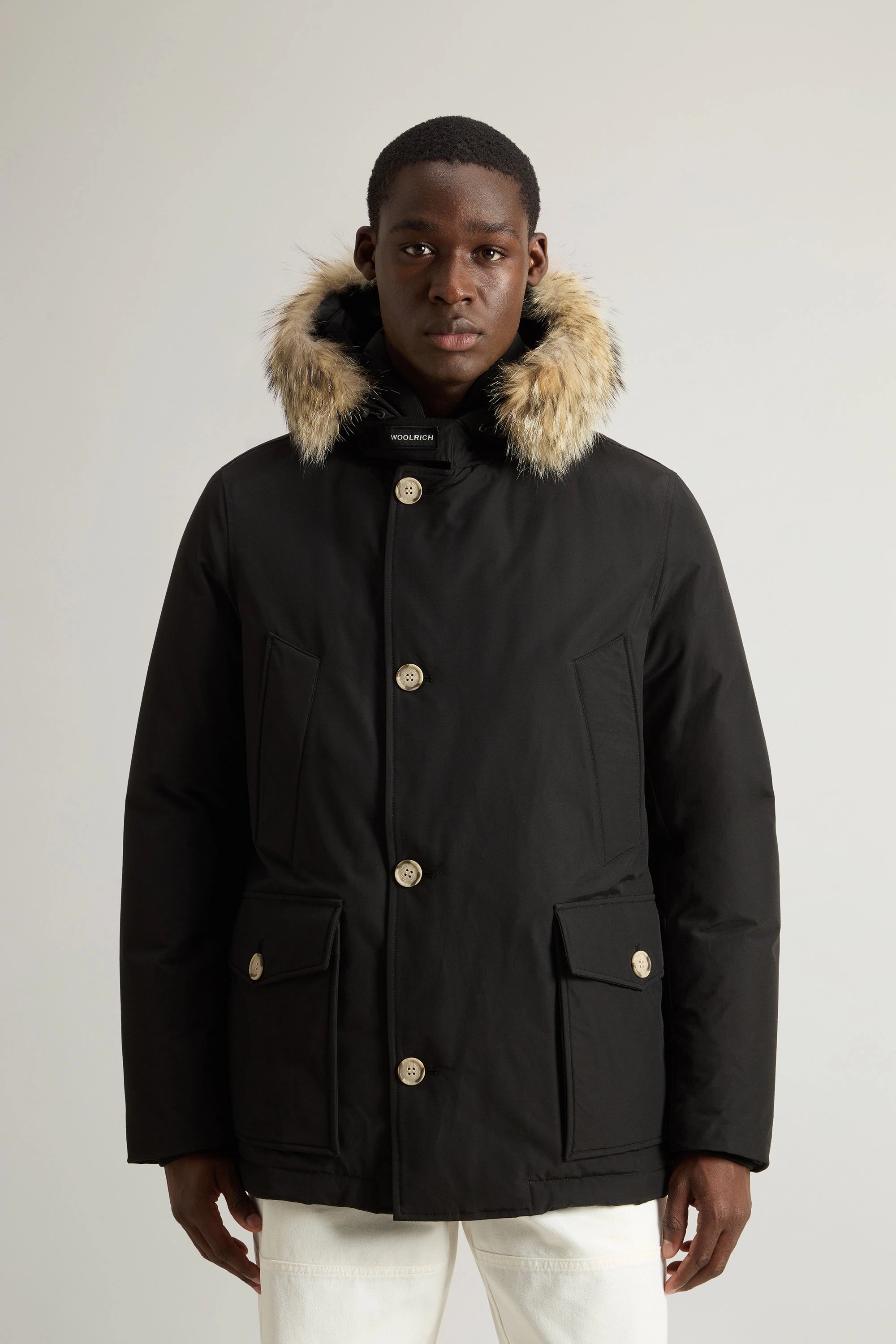 Woolrich Parka Corto Uomo Arctic Detachable Fur Anorak Nero
