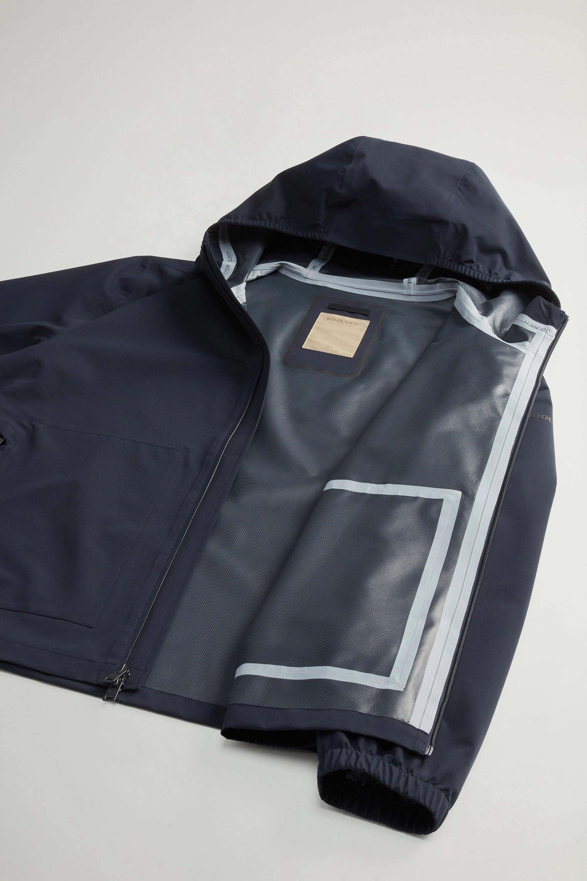 Woolrich Giacca Impermeabile in Tessuto a Due Strati Uomo Pacific Melton Blue