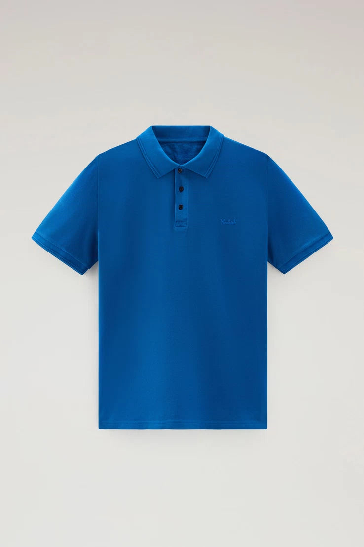 Woolrich Polo in Piquè di Cotone Azzurro Uomo