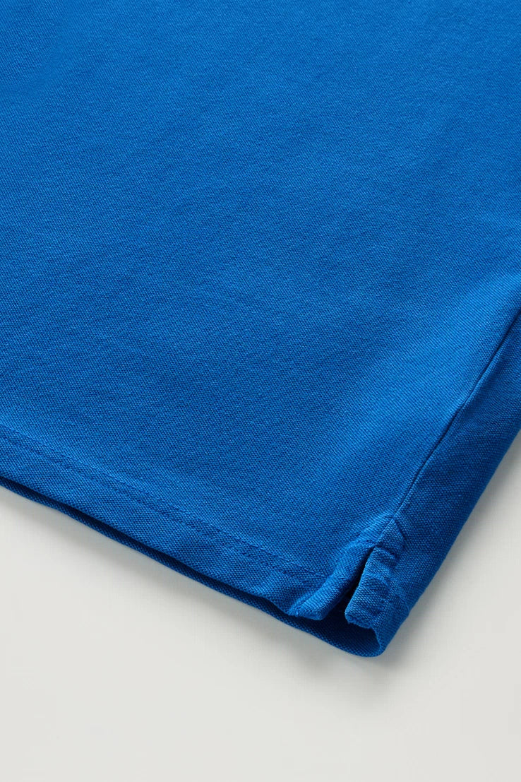 Woolrich Polo in Piquè di Cotone Azzurro Uomo