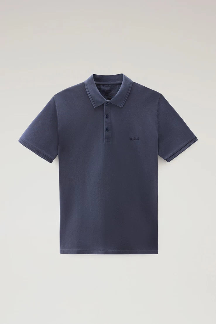 Woolrich Polo in Piquè di Cotone Uomo Blu