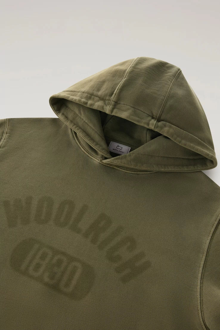 Woolrich Felpa 1830 in Cotone con Cappuccio Verde Uomo