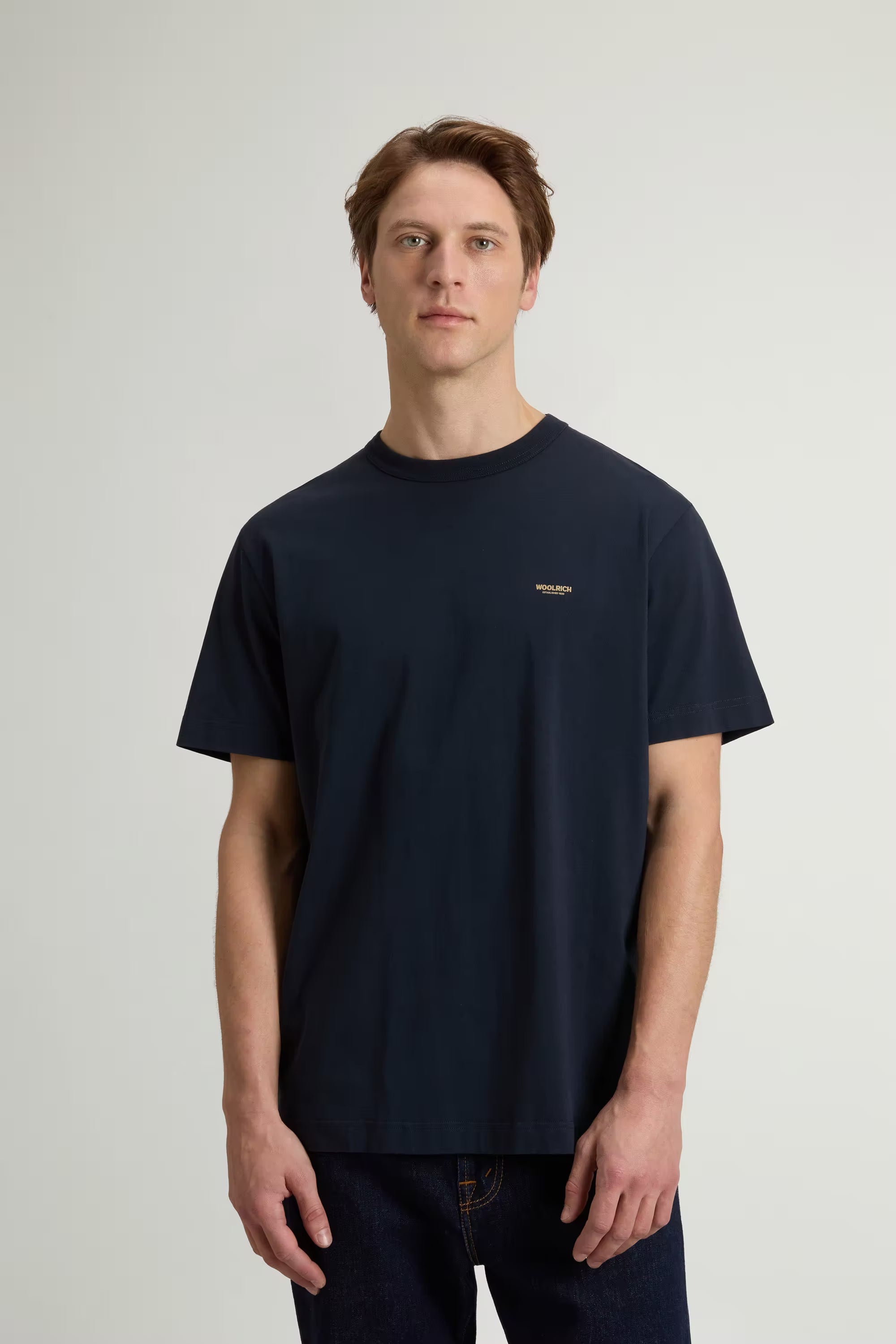 T-shirt girocollo in puro cotone con logo melton blue