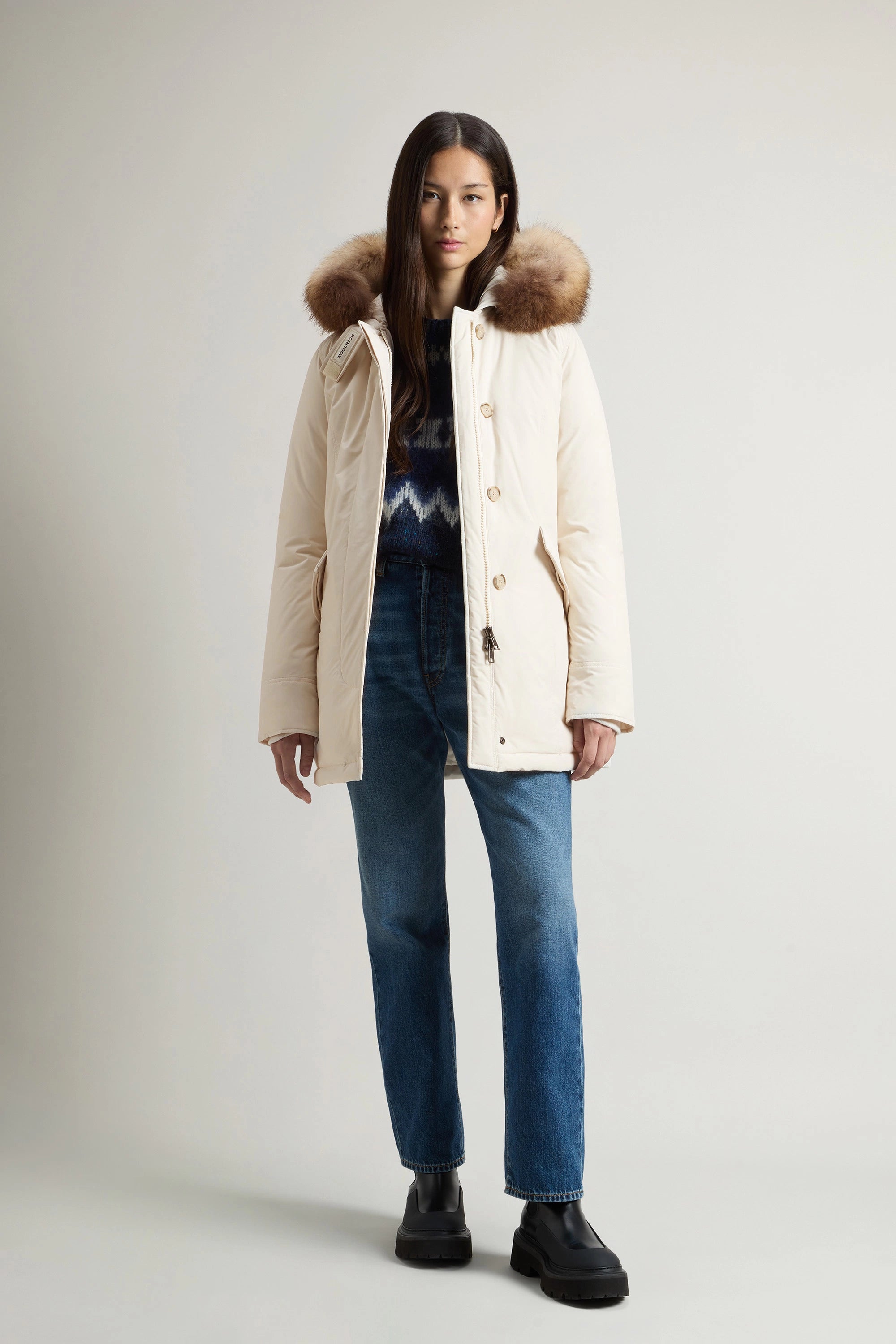 Woolrich Parka Donna W'S Luxury Arctic Raccoon Parka Milky Cream