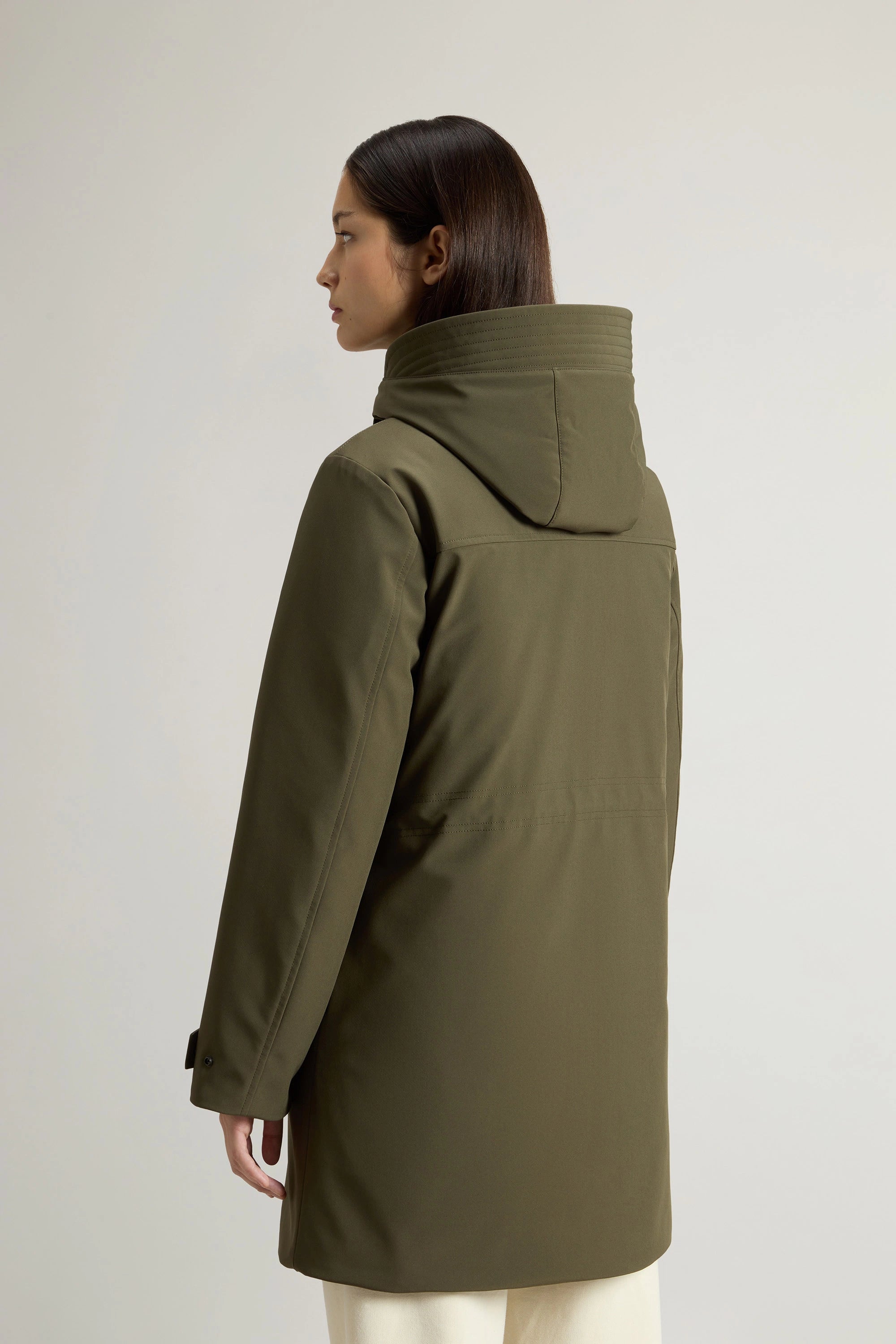 Woolrich Parka in Tech Softshell Donna 2 in 1 Dark Green