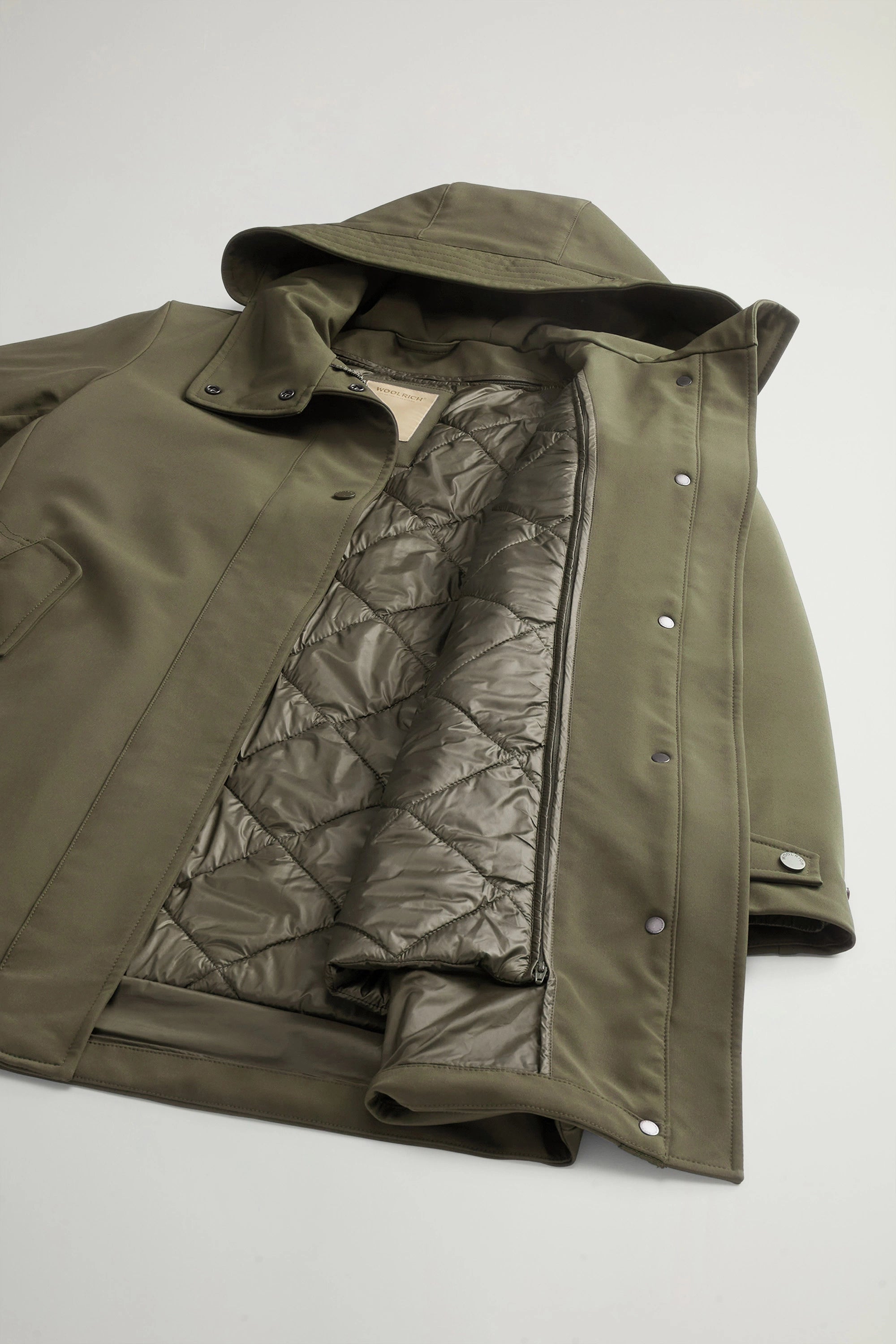 Woolrich Parka in Tech Softshell Donna 2 in 1 Dark Green