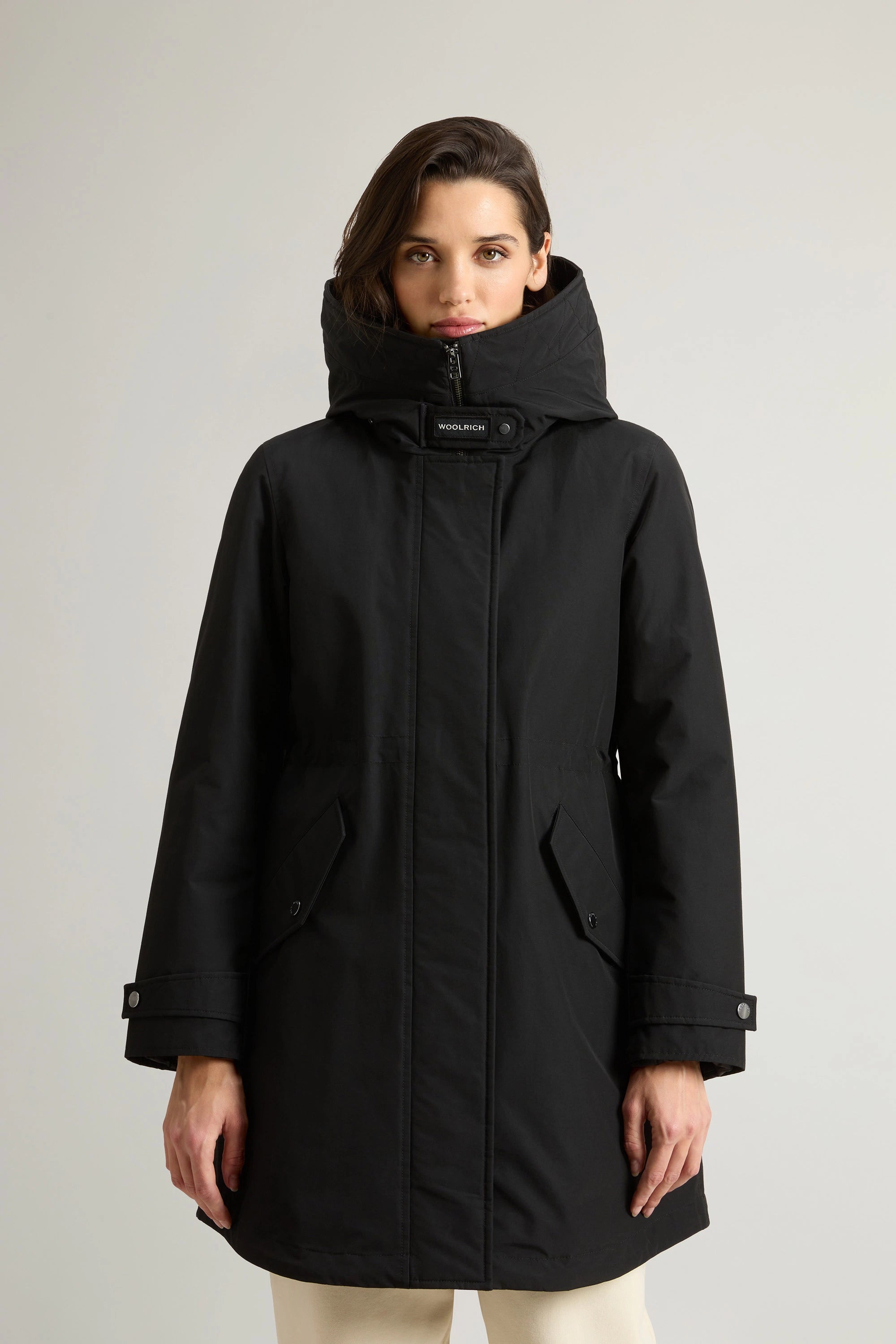 Woolrich Parka in Ramar Cotton Cloth Donna Authentic 3 in 1 Nero