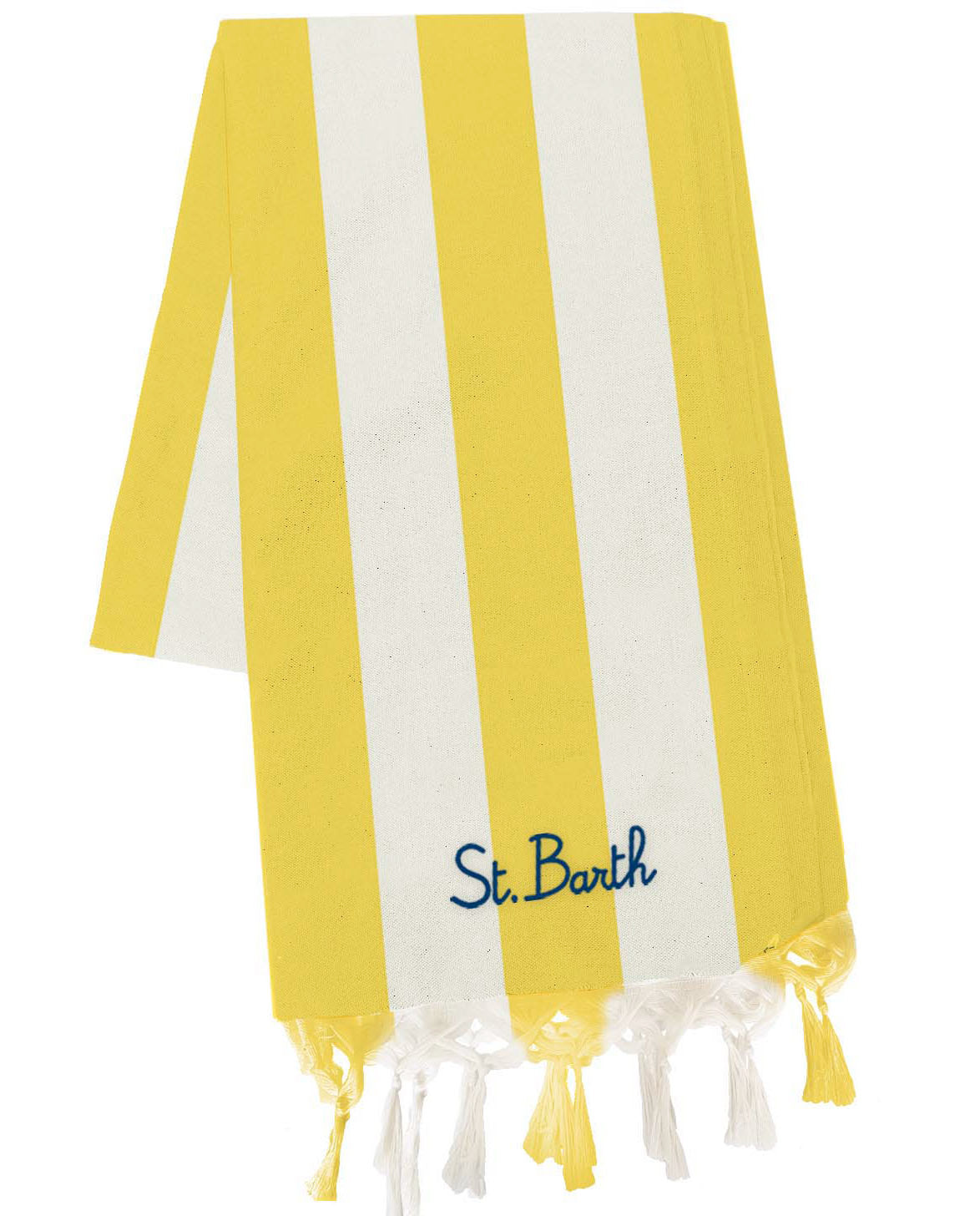 Mc2 Saint Barth Telo Mare in Cotone Leggero Unisex con Stampa a Righe Giallo