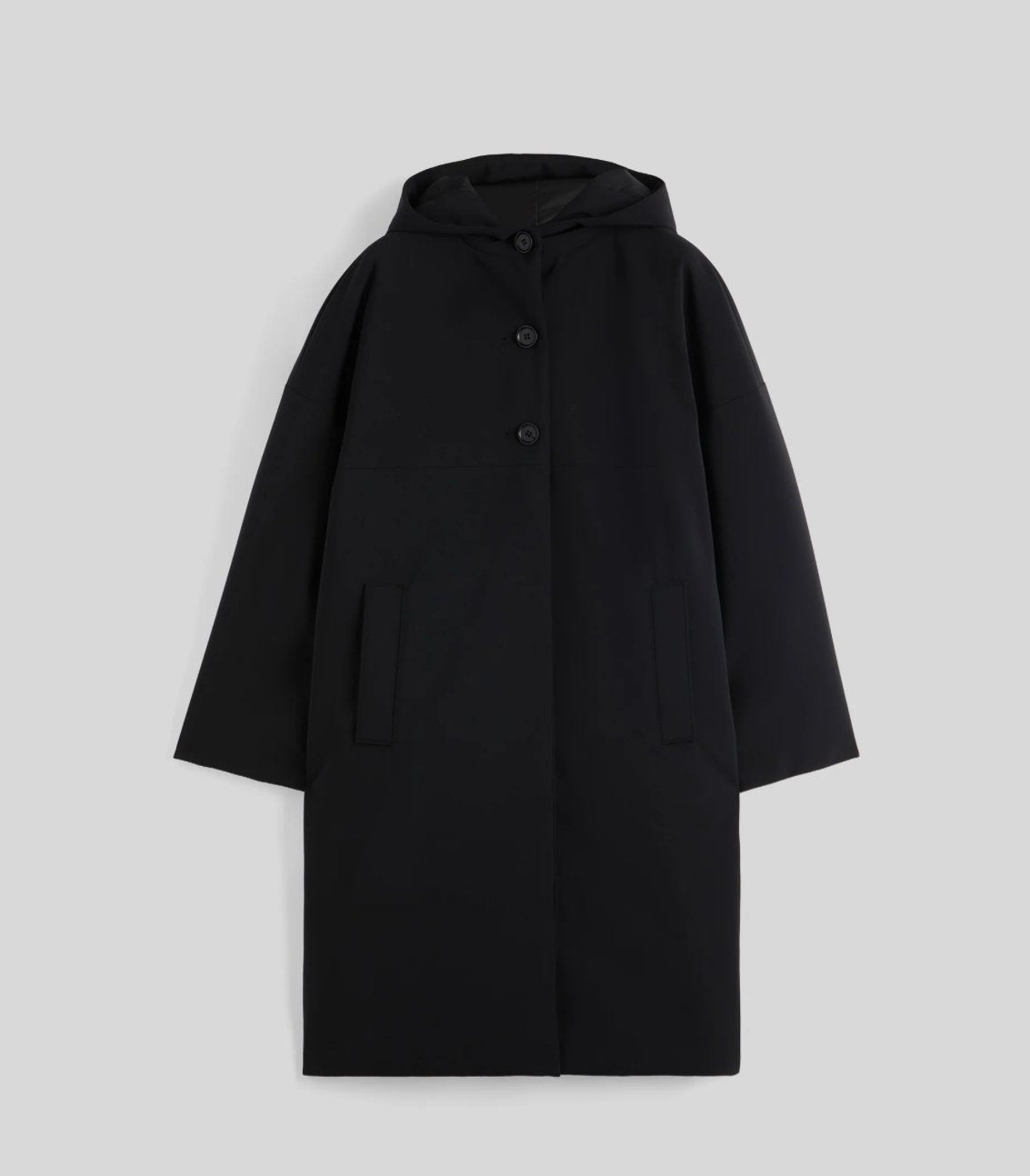 Aspesi Cappotto in Twill di Tessuto Tecnico Donna Nero