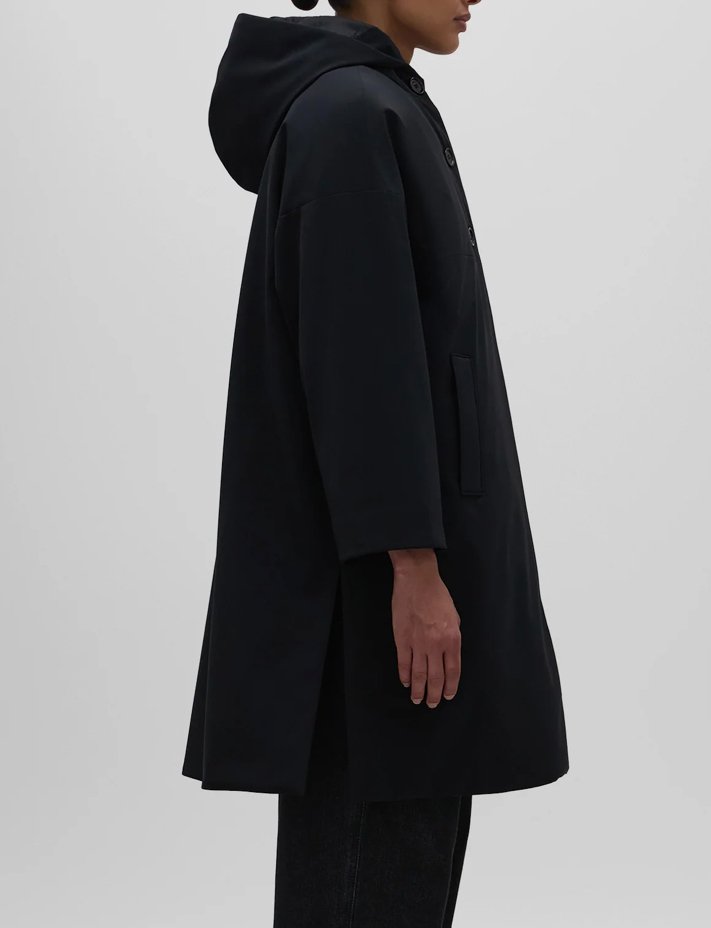 Aspesi Cappotto in Twill di Tessuto Tecnico Donna Nero