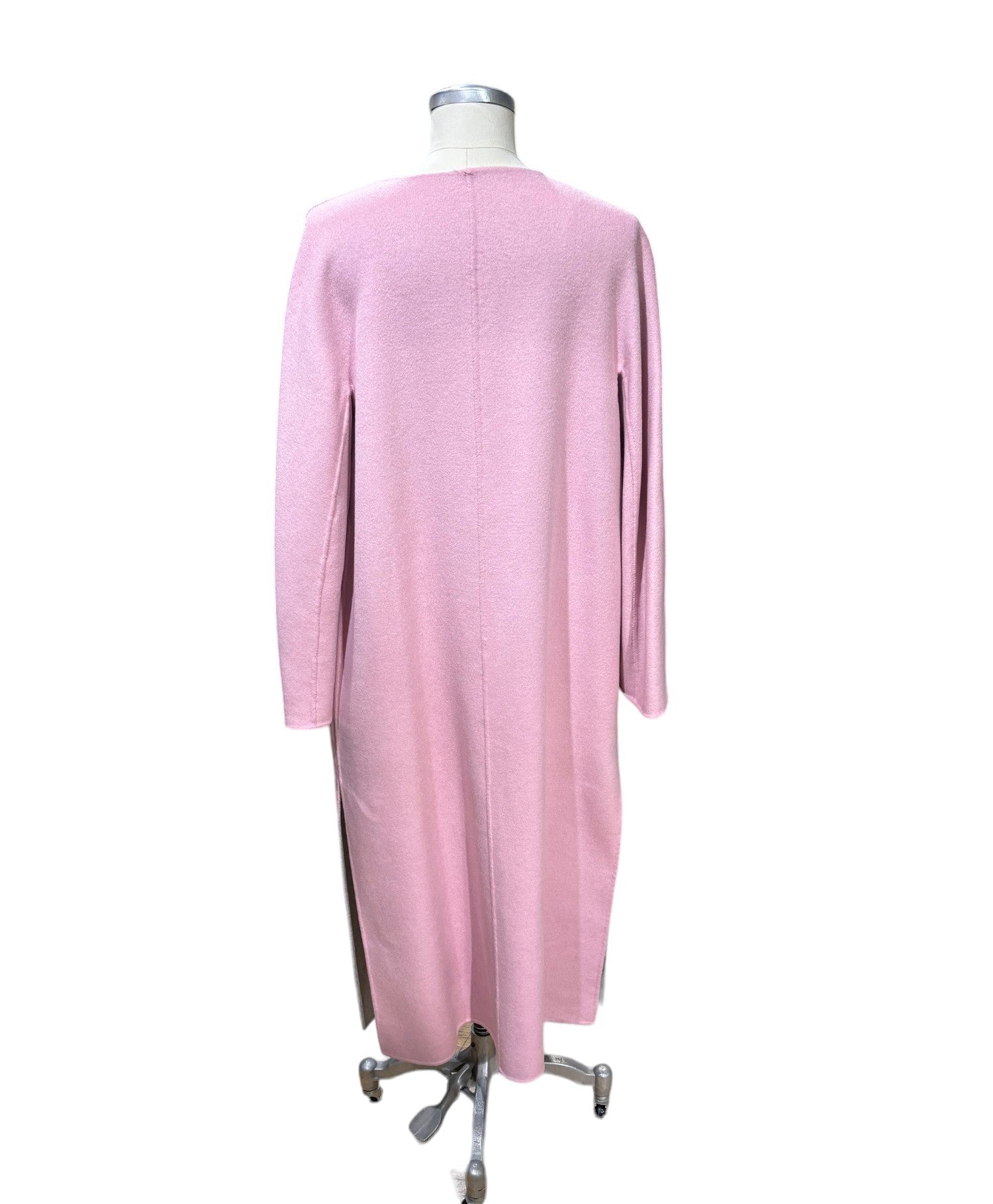 Max Mara Studio Cappotto Lungo in Lana Donna Agadir Rosa e Grigio