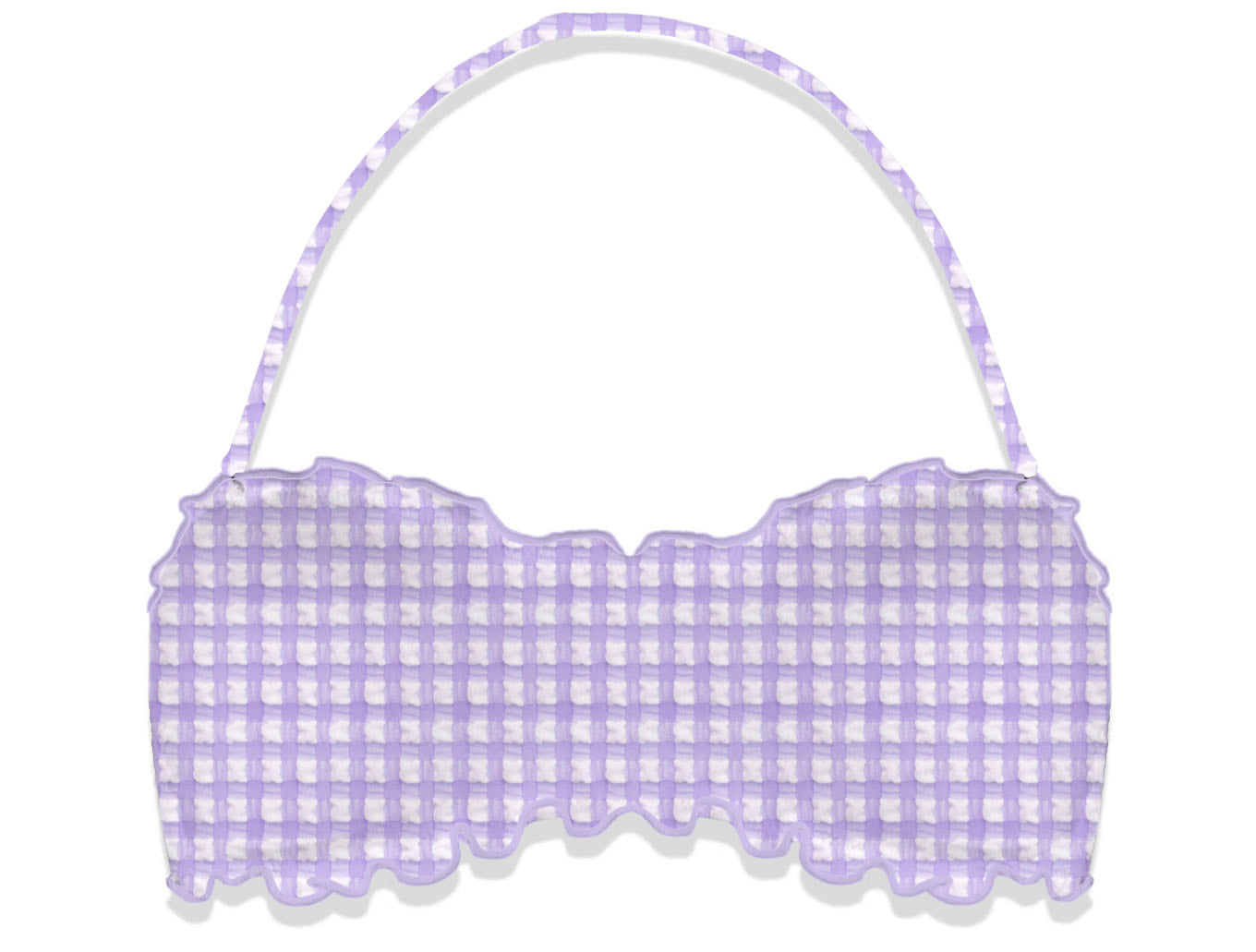 MC2 Saint Barth Bikini a Fascia Libra Donna a Scacchi Seersucker Lilla e Bianco