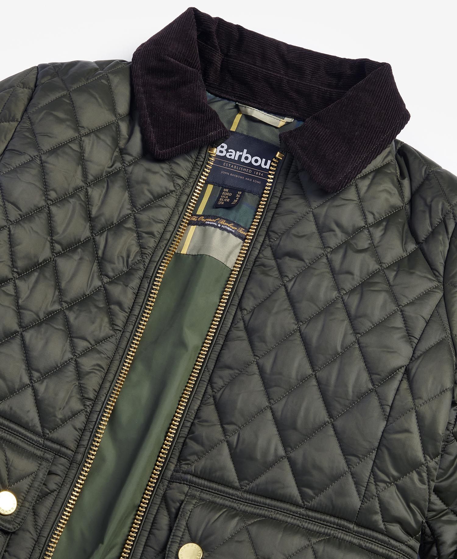 Barbour Giacca Trapuntata Fitted Beadnell Quilt Verde Oliva