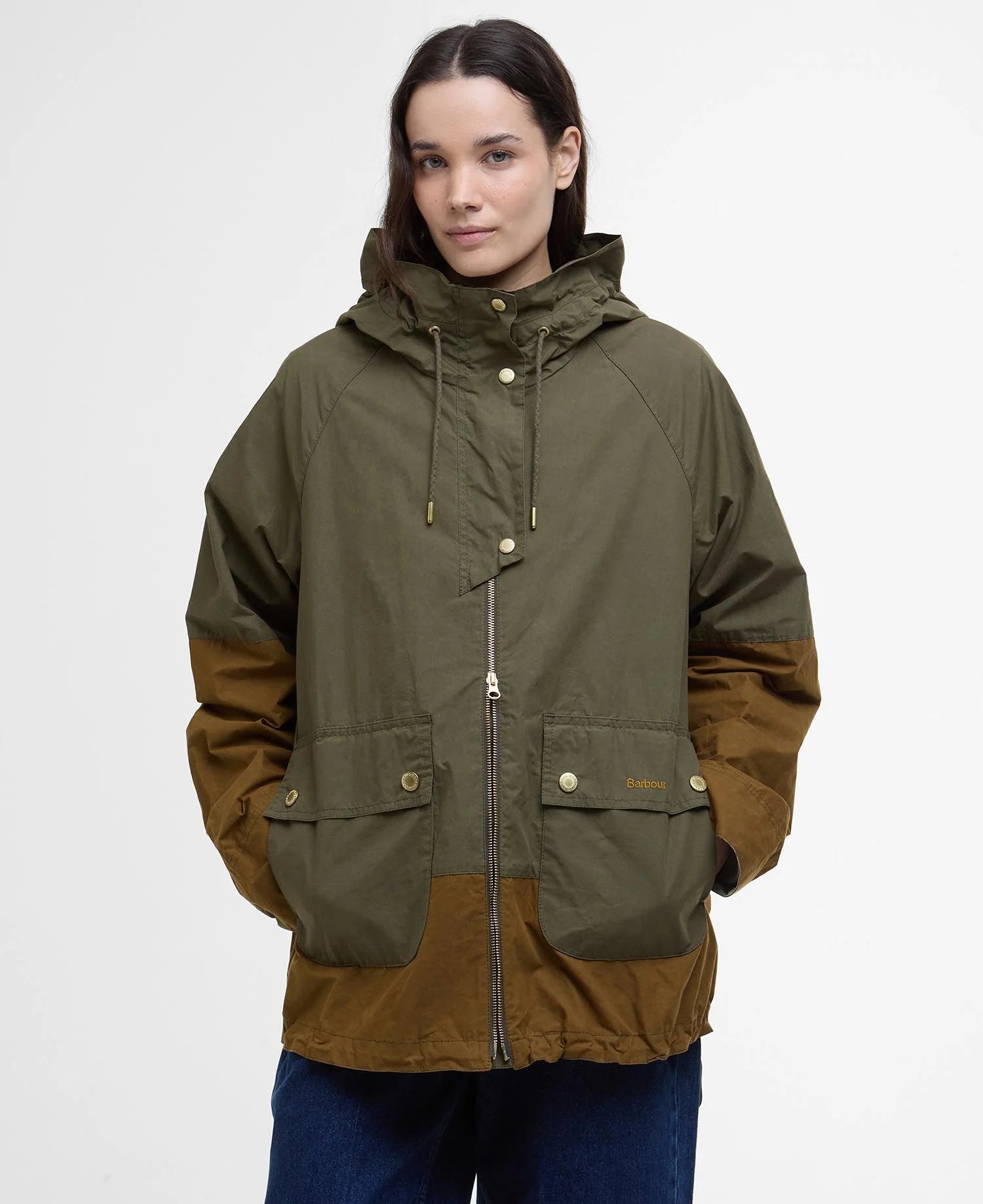 Barbour Giacca Antipioggia Donna Hayley Verde e Marrone