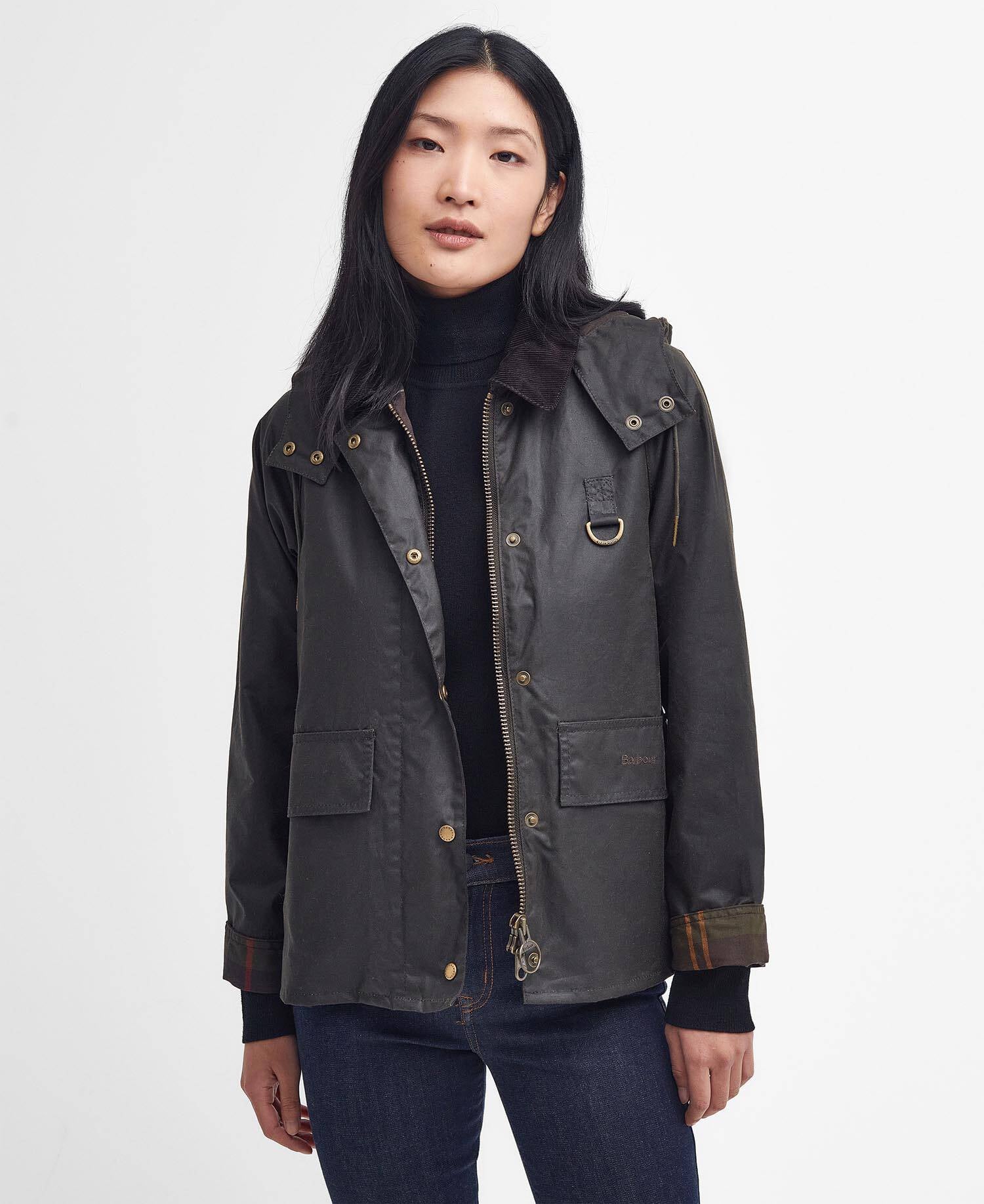 Barbour Giacca in Cotone Cerato Avon Wax Donna Olive Classic