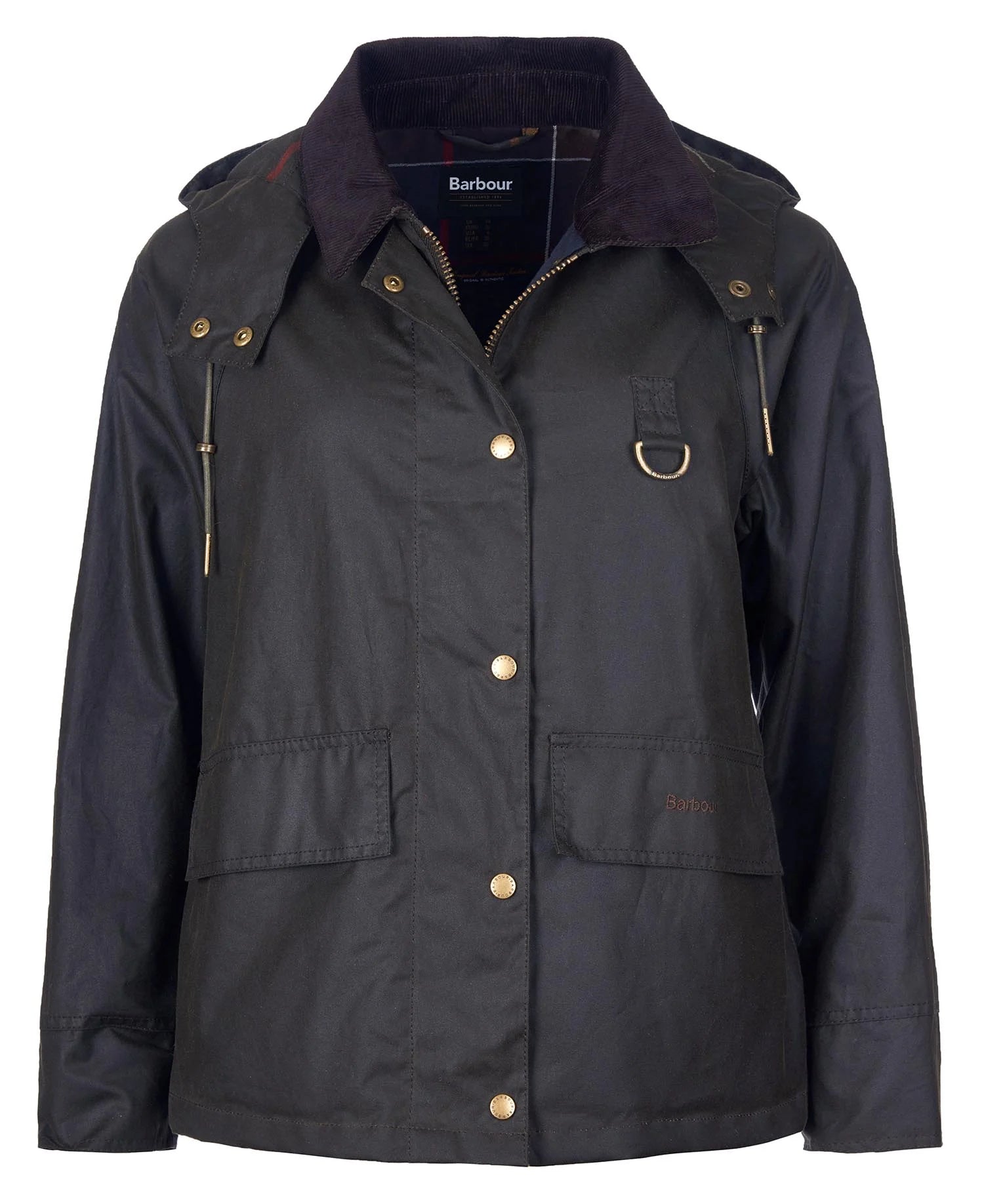 Barbour Giacca in Cotone Cerato Avon Wax Donna Olive Classic
