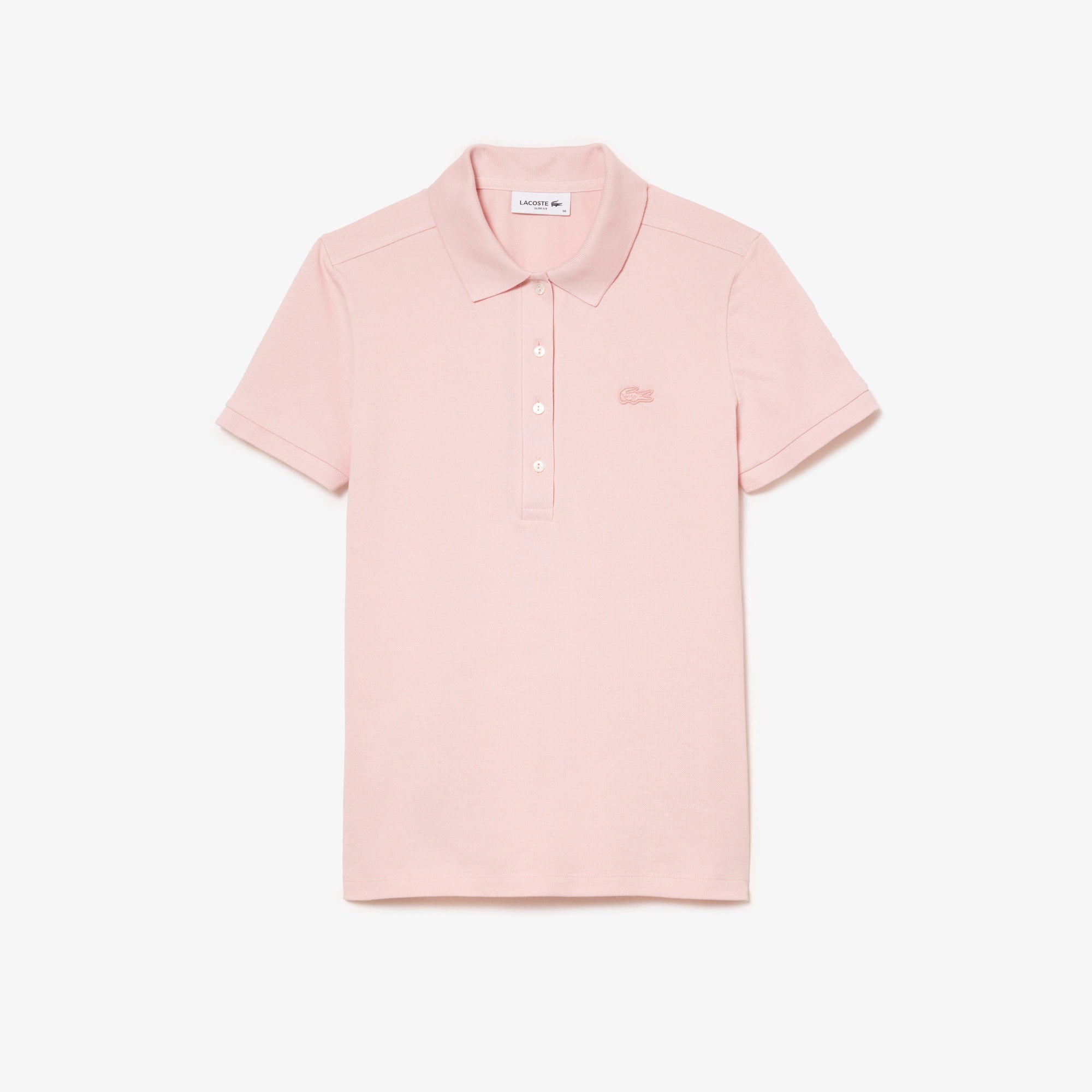 Lacoste Polo in Piqué di Cotone Stretch Donna PF5462 Rosa Chiaro