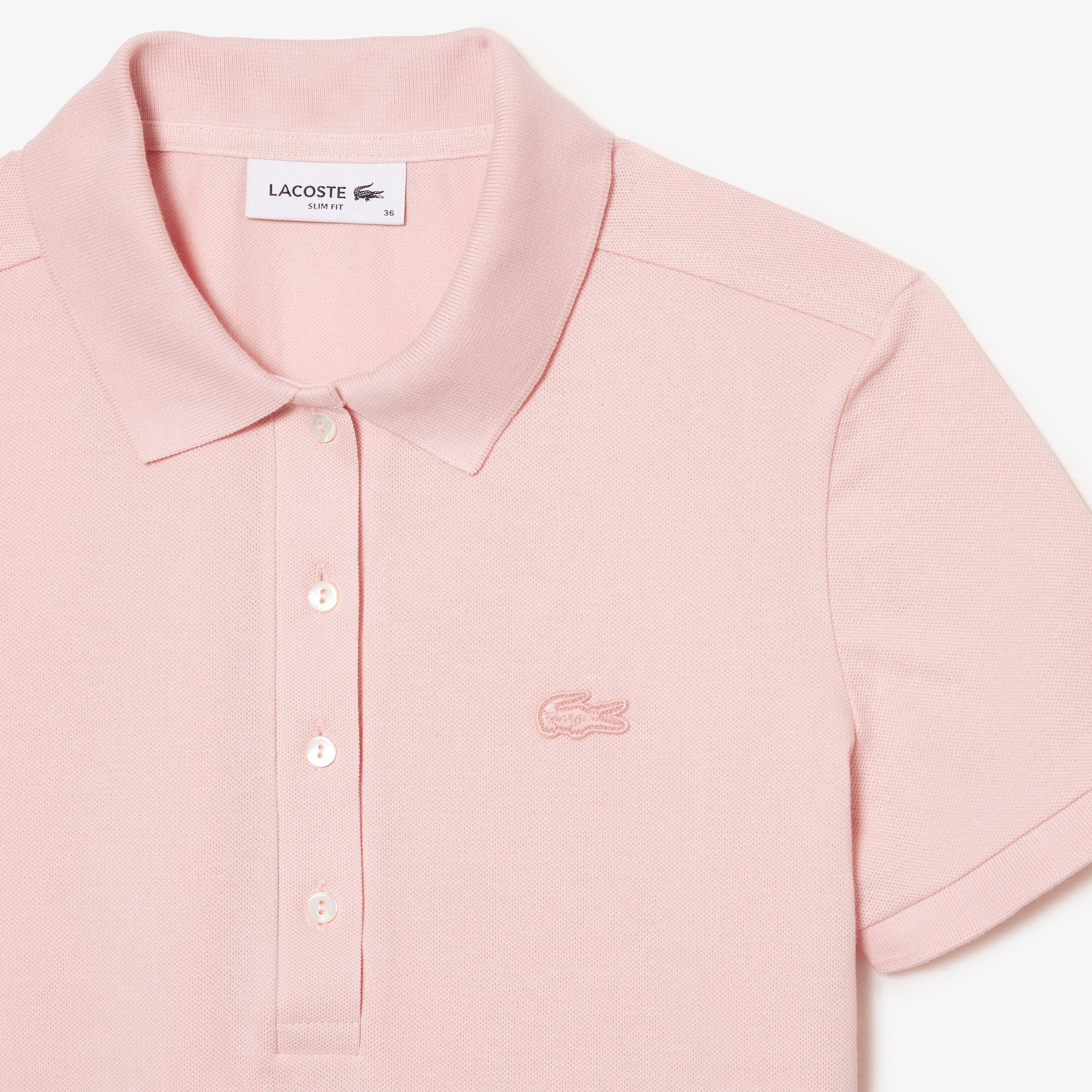 Lacoste Polo in Piqué di Cotone Stretch Donna PF5462 Rosa Chiaro