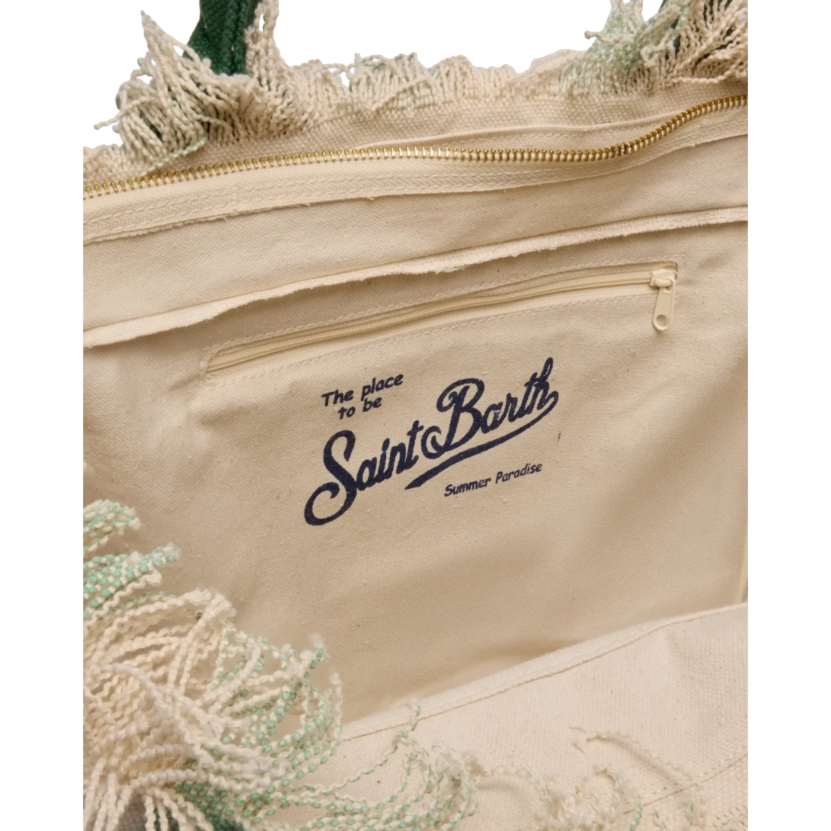 Mc2 Saint Barth Borsa a Spalla in Canvas di Cotone Vanity Donna Stripes Pop Verde Salvia