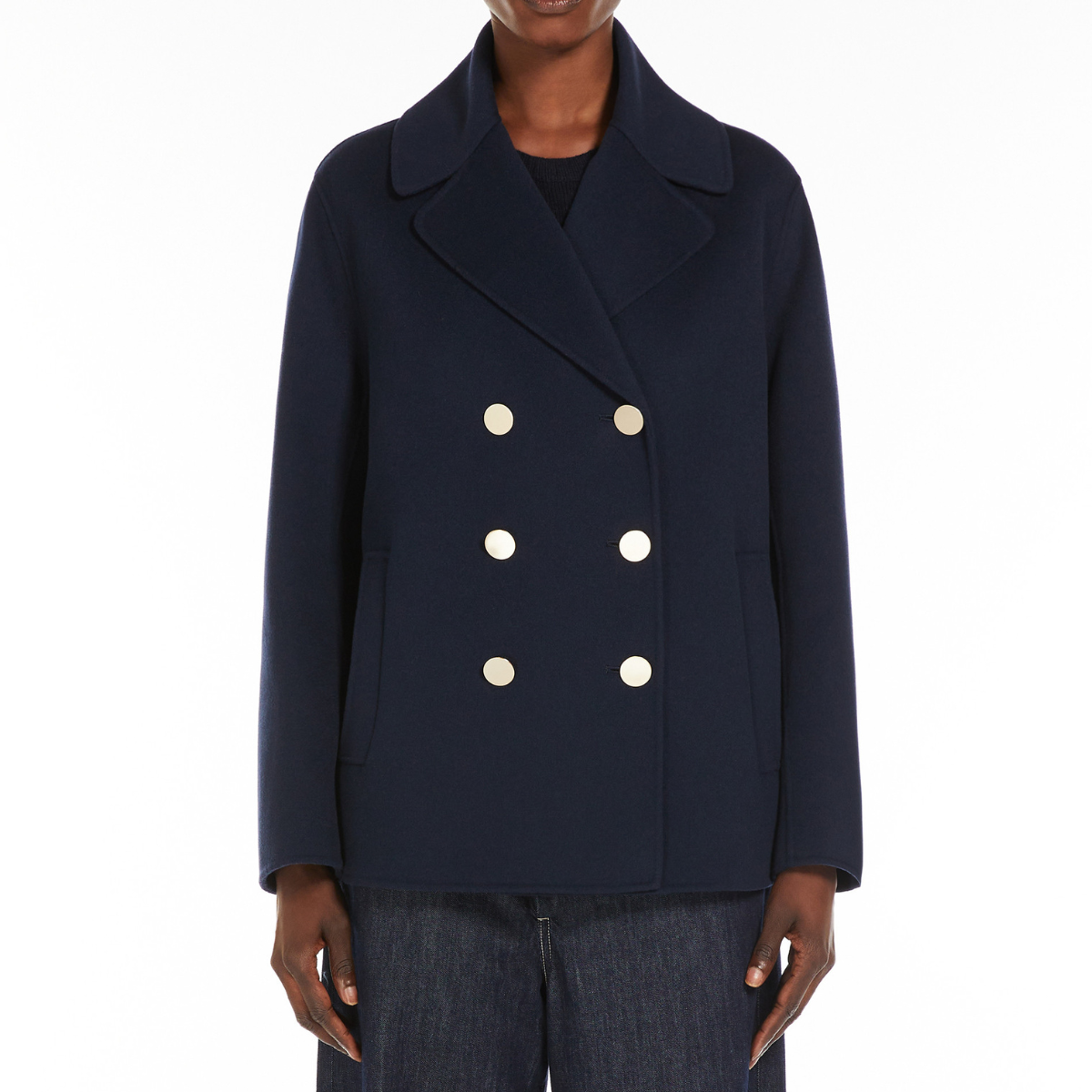 Max Mara Giacca in Lana Doppiopetto Donna Margot Blu