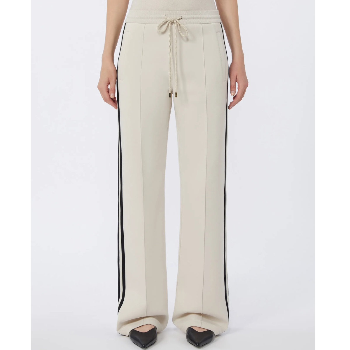 Max Mara Pantalone in Jersey di Cotone SMMVento Donna Ecru