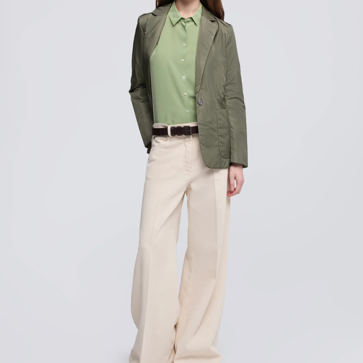 Aspesi Camicia in Crede de Chine Seta Mod 5451 Donna Verdino
