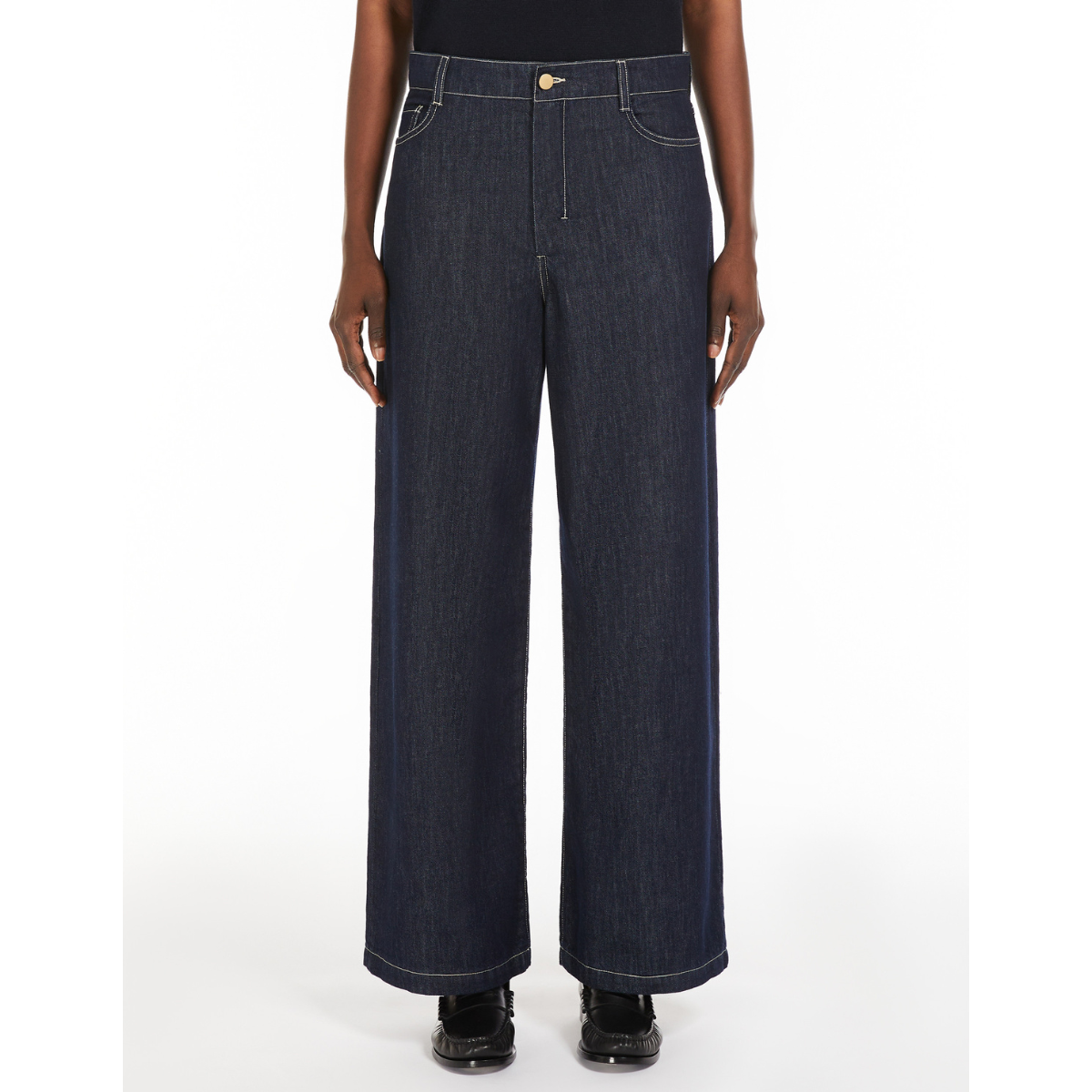 Max Mara Jeans Wide Leg in Denim Donna Zucchero Blu Notte