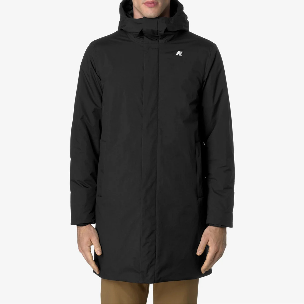 K-Way Giacca Lunga in Nylon Thomas Warm Ottoman Uomo Black Pure