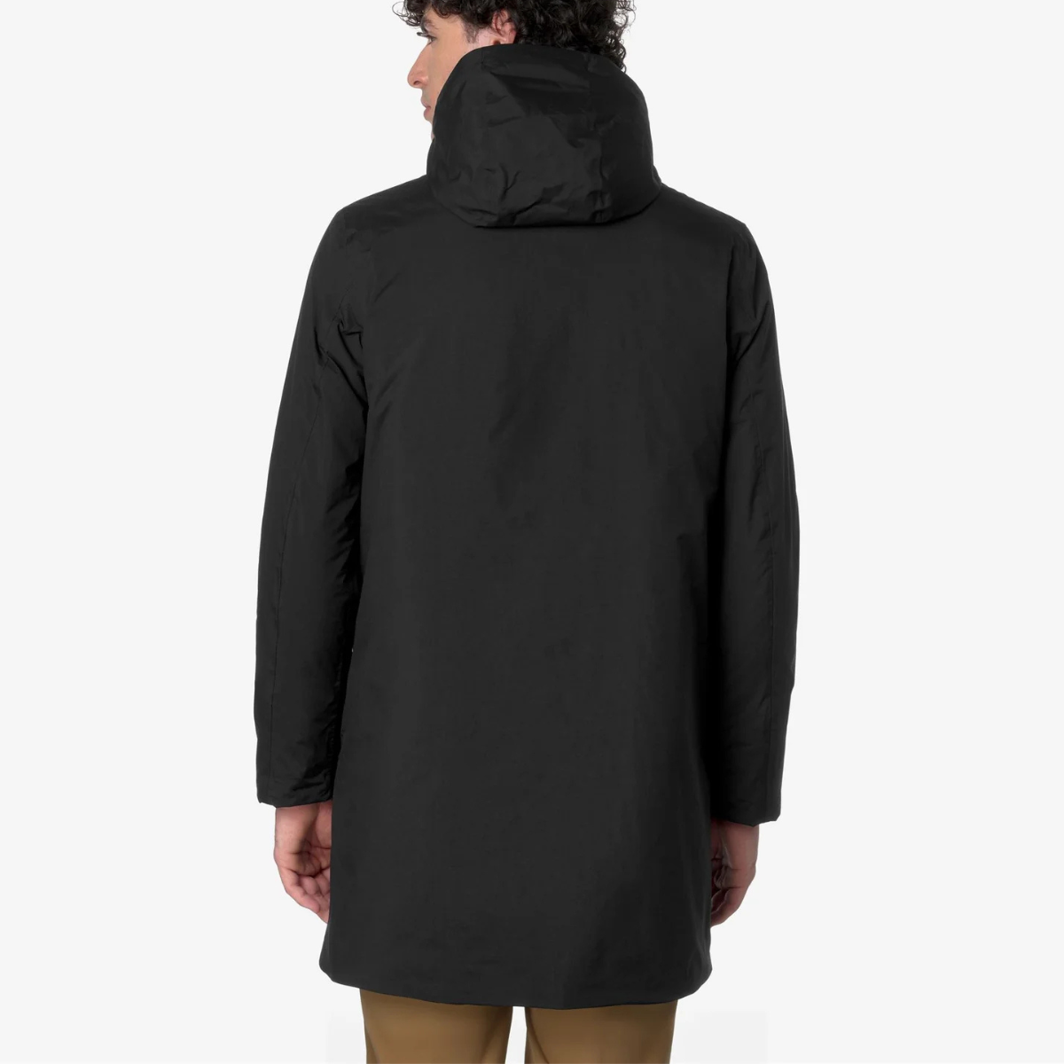 K-Way Giacca Lunga in Nylon Thomas Warm Ottoman Uomo Black Pure