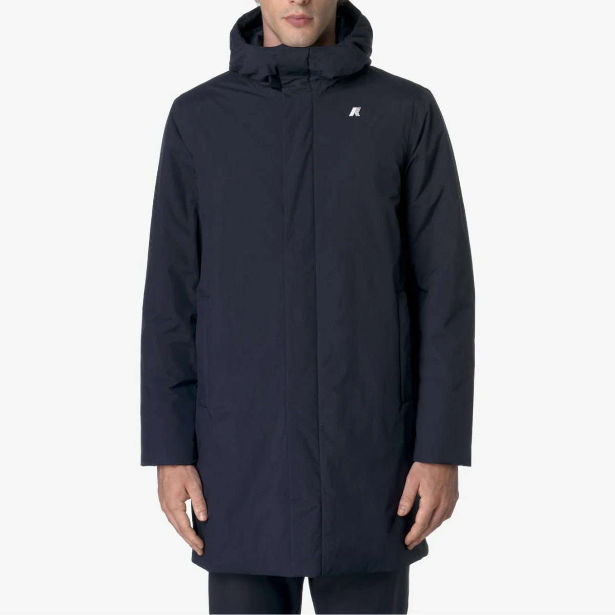 K-Way Giacca Lunga in Nylon Thomas Warm Ottoman Uomo Blue Depth